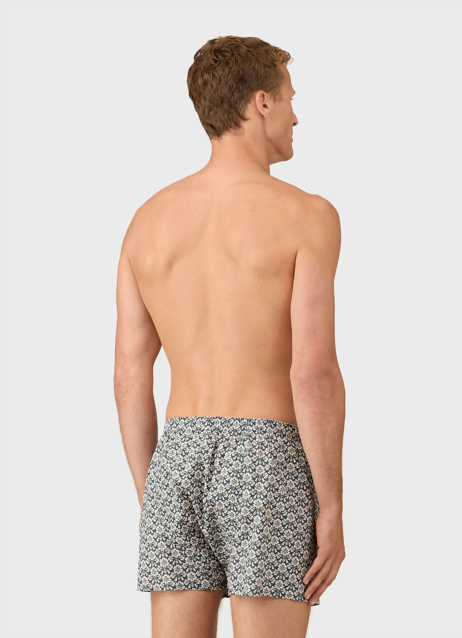 Men's Classic Boxer Shorts in Liberty Fabric in Navy/White Macsen sold by Sunspel product image thumbnail 3