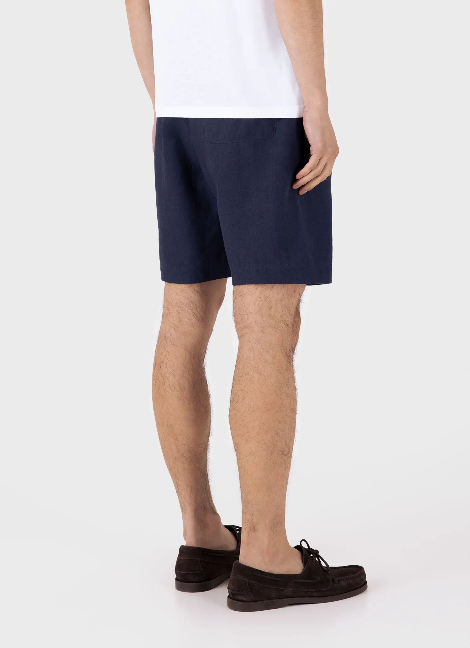 Men's Linen Drawstring Short in Light Navy sold by Sunspel product image thumbnail 5