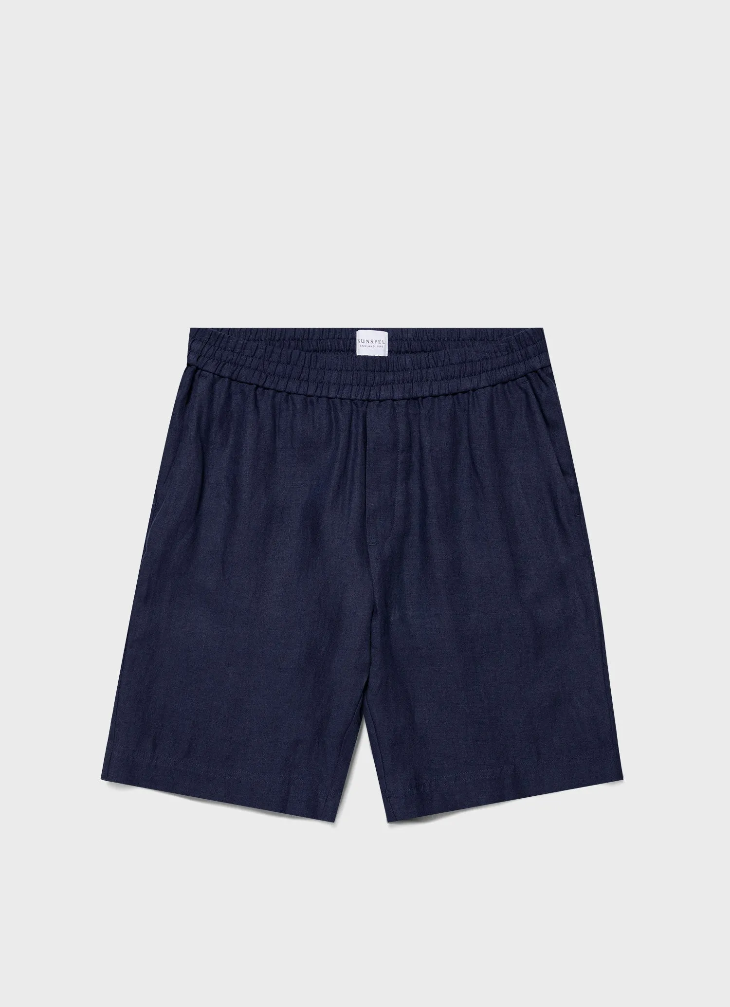 Men's Linen Drawstring Short in Light Navy sold by Sunspel