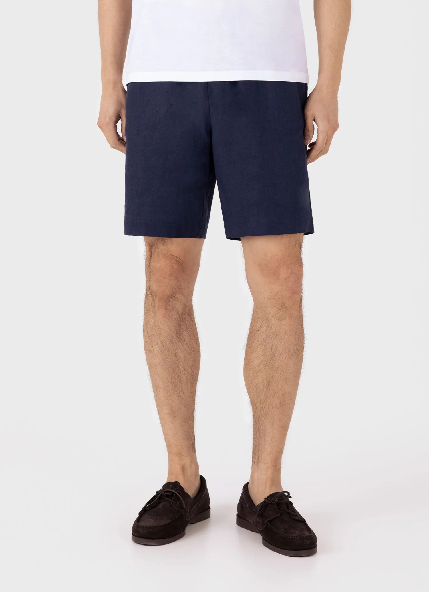 Men's Linen Drawstring Short in Light Navy sold by Sunspel product image thumbnail 3