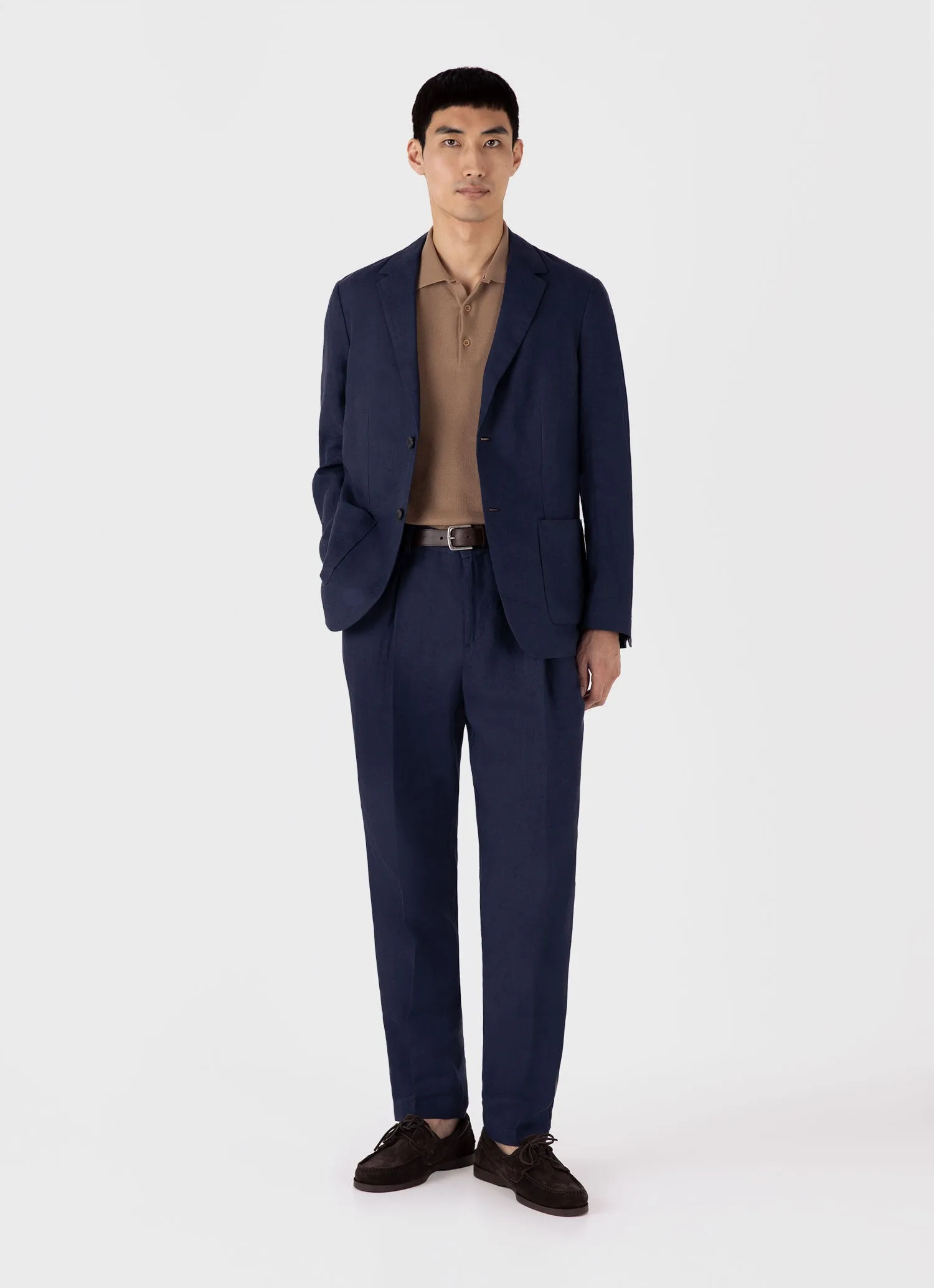 Men's Knit Polo Shirt in Dune sold by Sunspel product image thumbnail 3