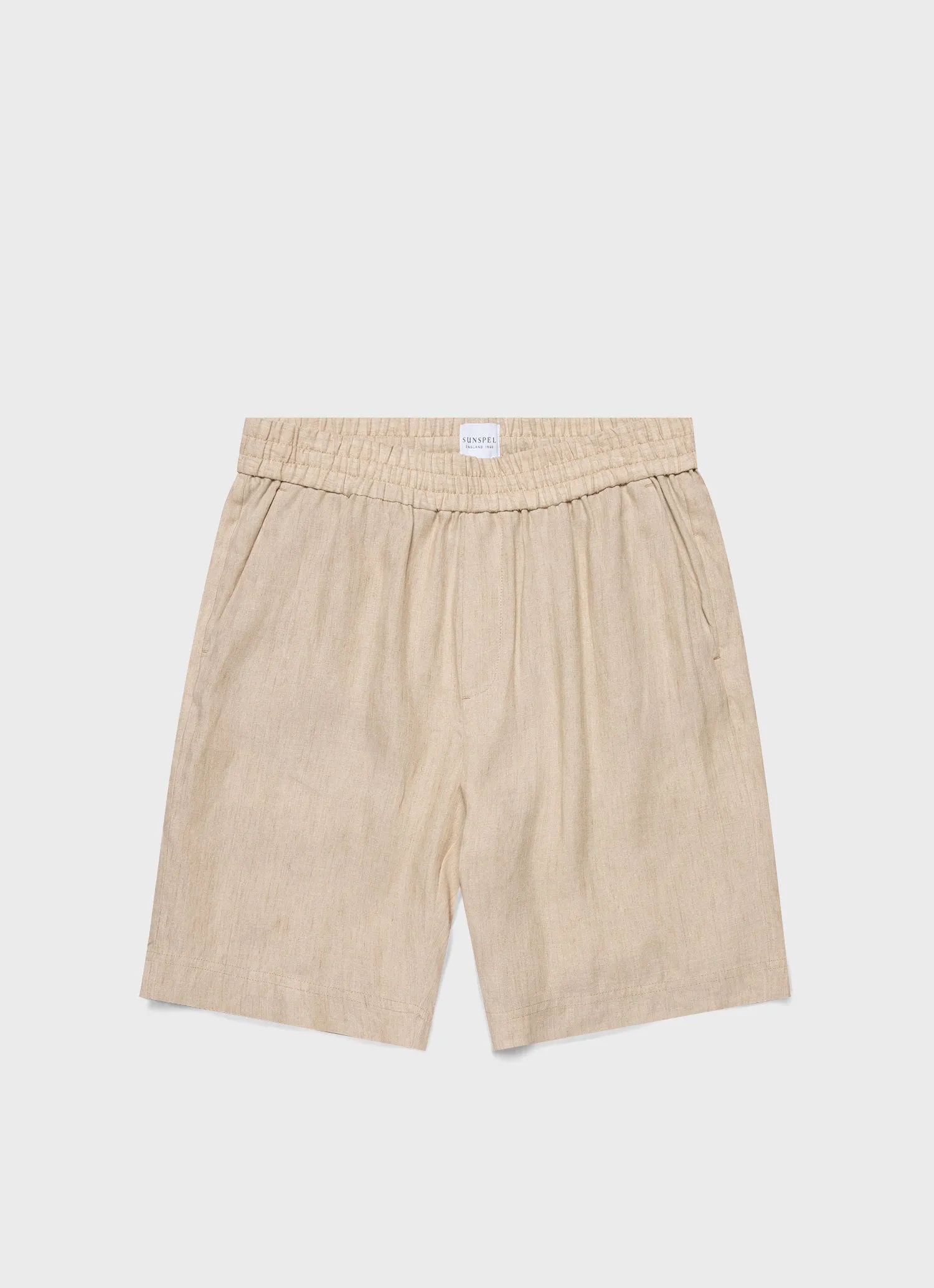Men's Linen Drawstring Short in Light Sand sold by Sunspel