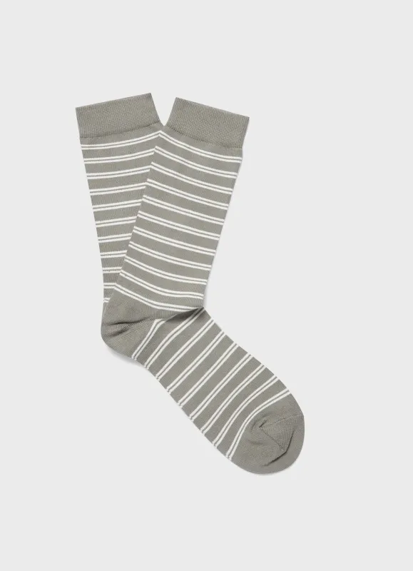 Men's Cotton Socks in Pastel Green/Ecru sold by Sunspel
