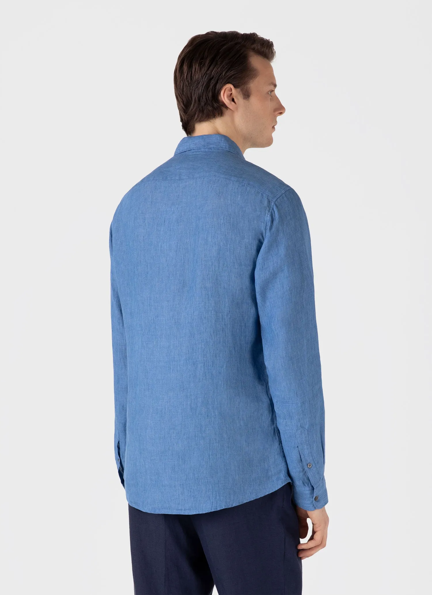 Men's Linen Shirt in Cool Blue sold by Sunspel product image thumbnail 5