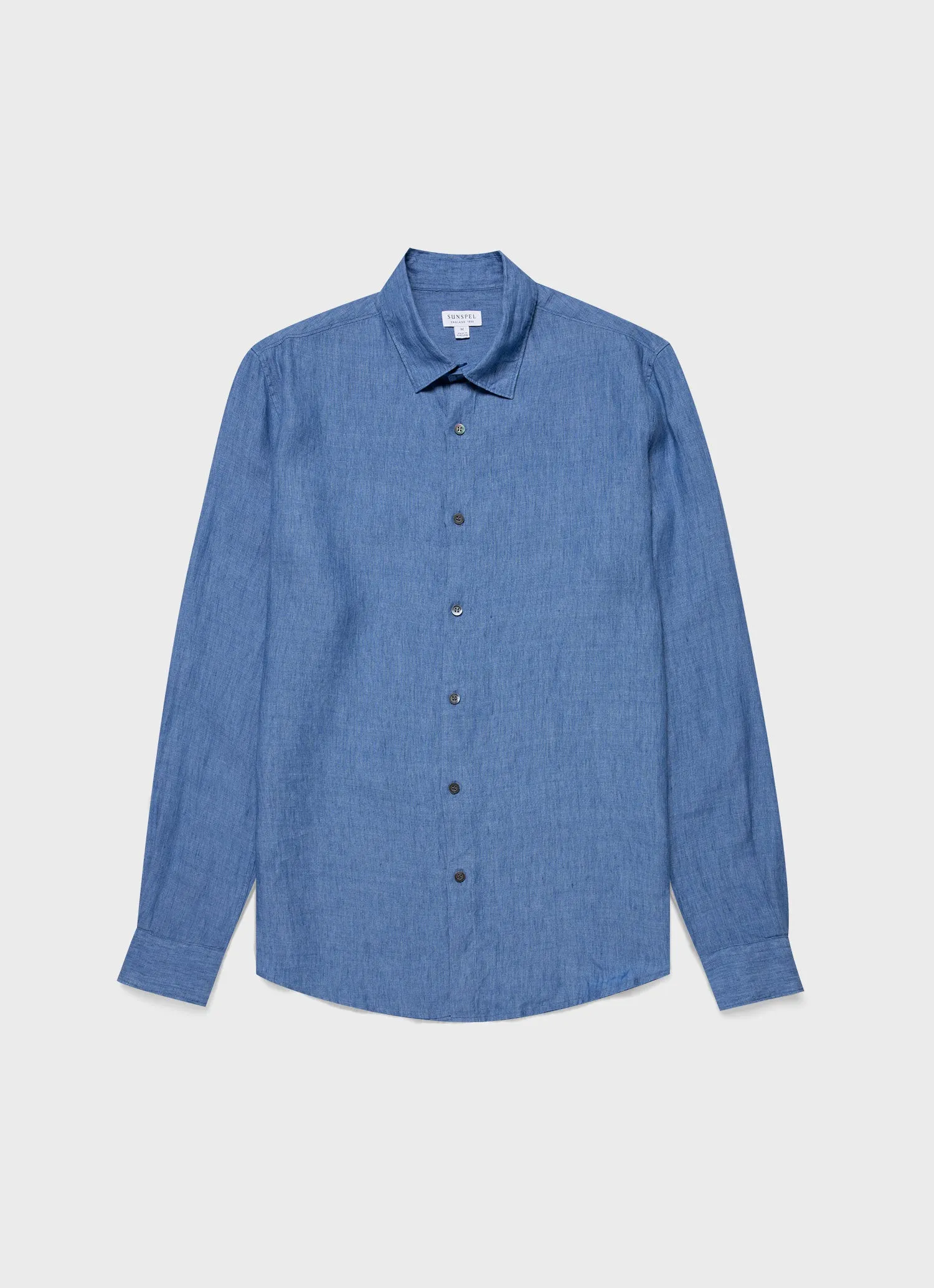 Men's Linen Shirt in Cool Blue sold by Sunspel