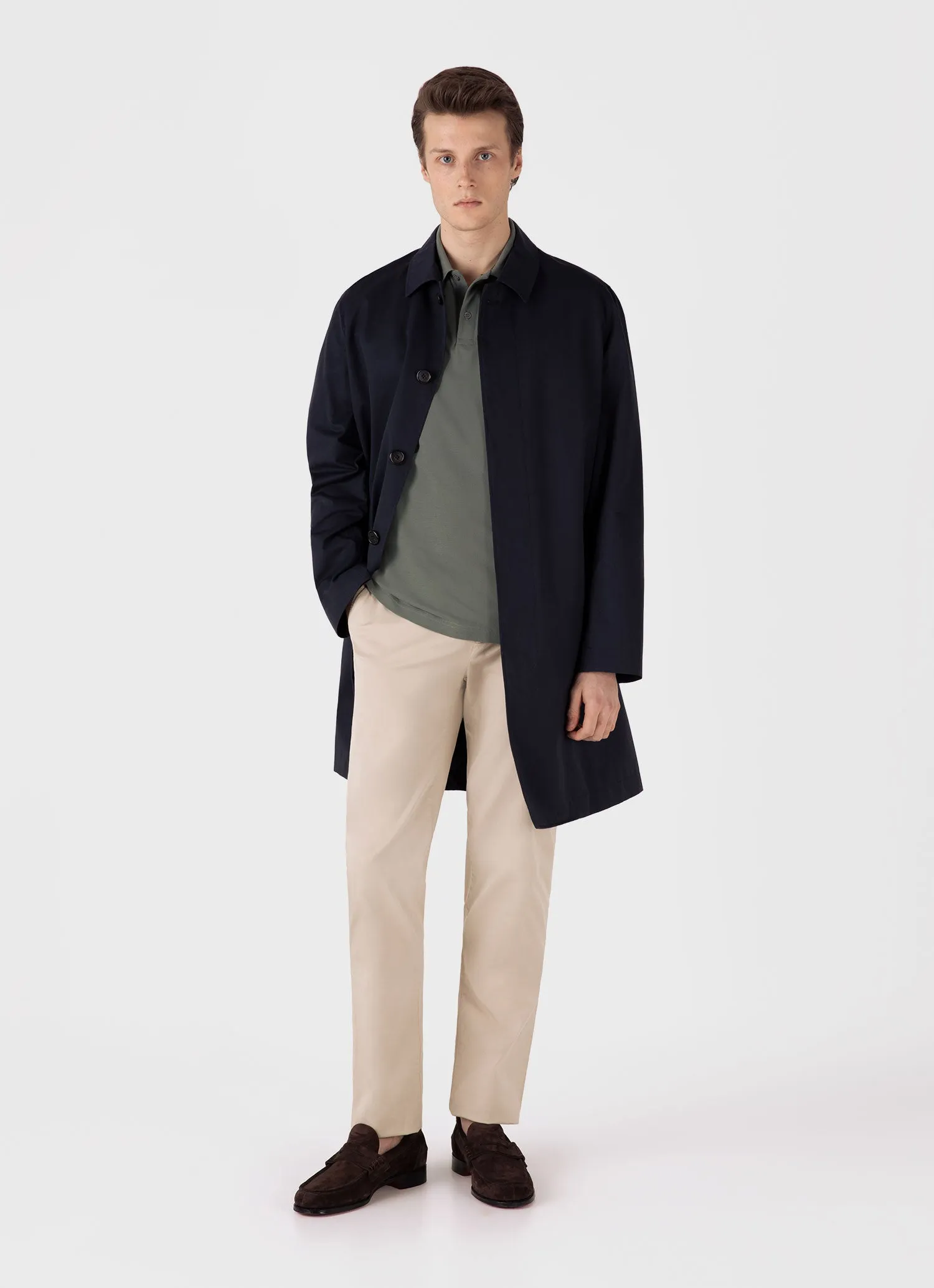 Men's Piqué Polo Shirt in Dusk Green sold by Sunspel product image thumbnail 3