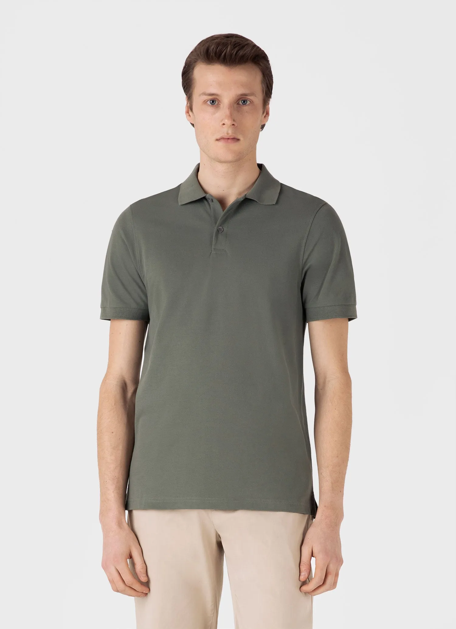 Men's Piqué Polo Shirt in Dusk Green sold by Sunspel product image thumbnail 2