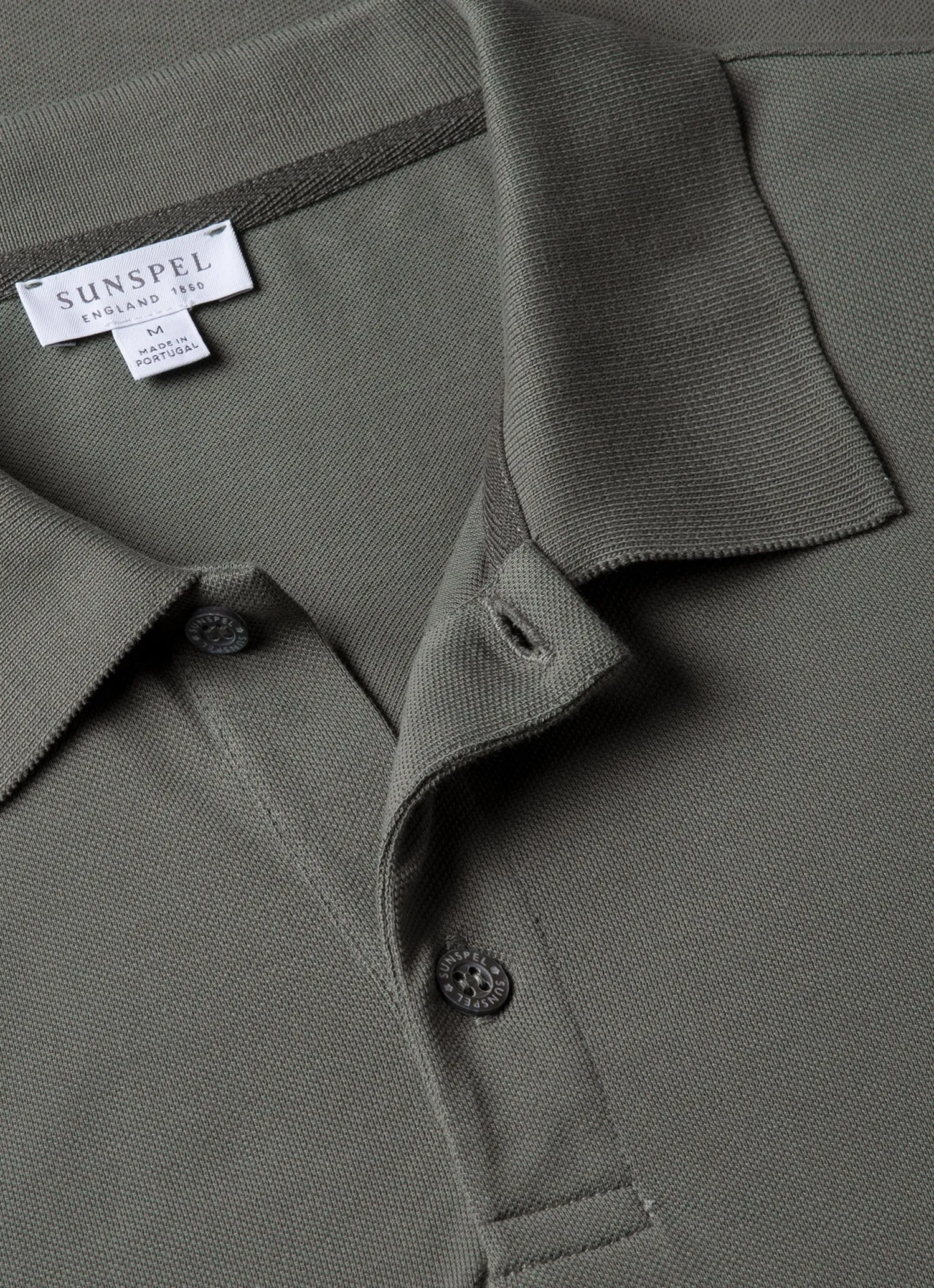 Men's Piqué Polo Shirt in Dusk Green sold by Sunspel product image thumbnail 4