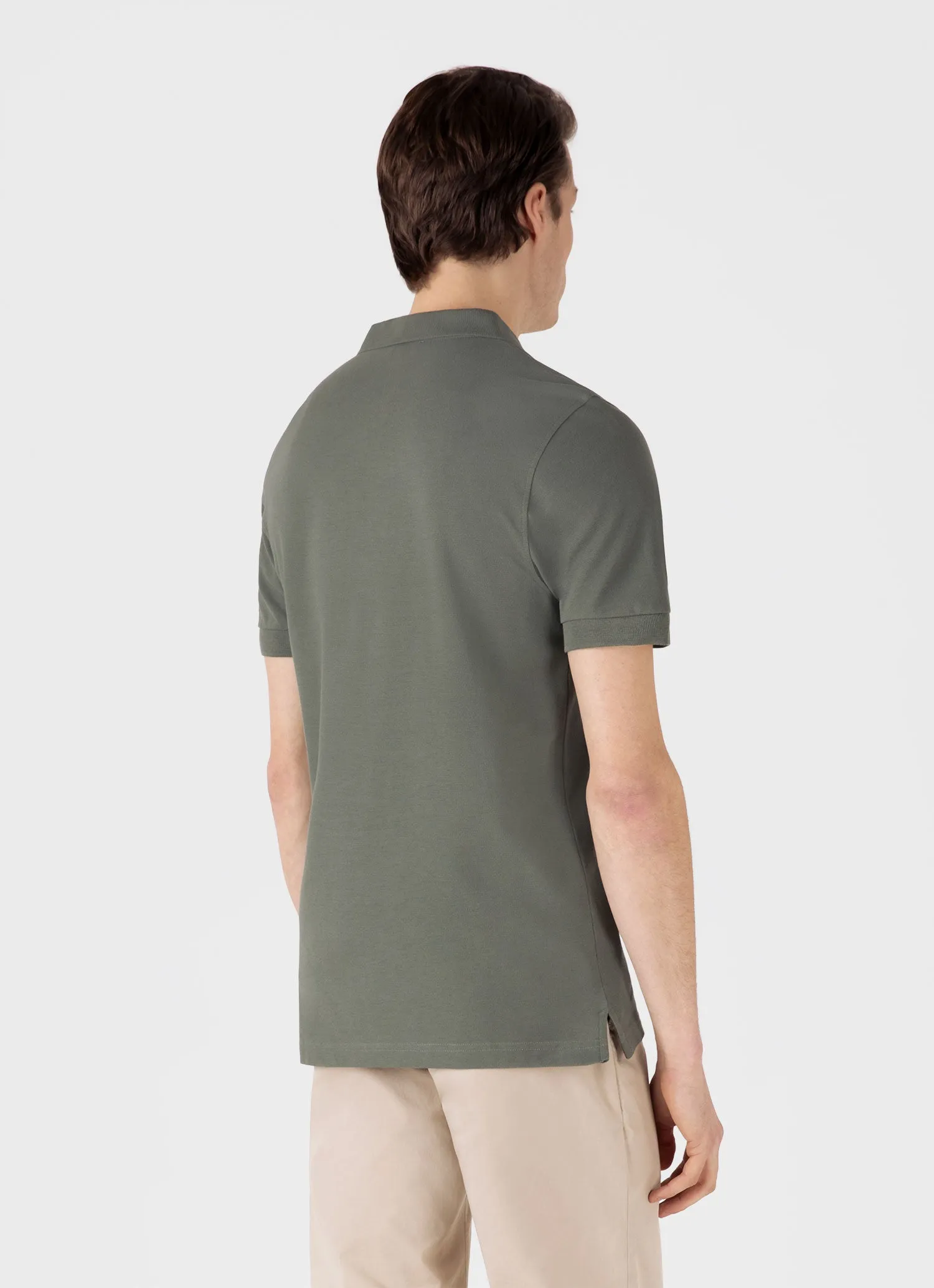 Men's Piqué Polo Shirt in Dusk Green sold by Sunspel product image thumbnail 5