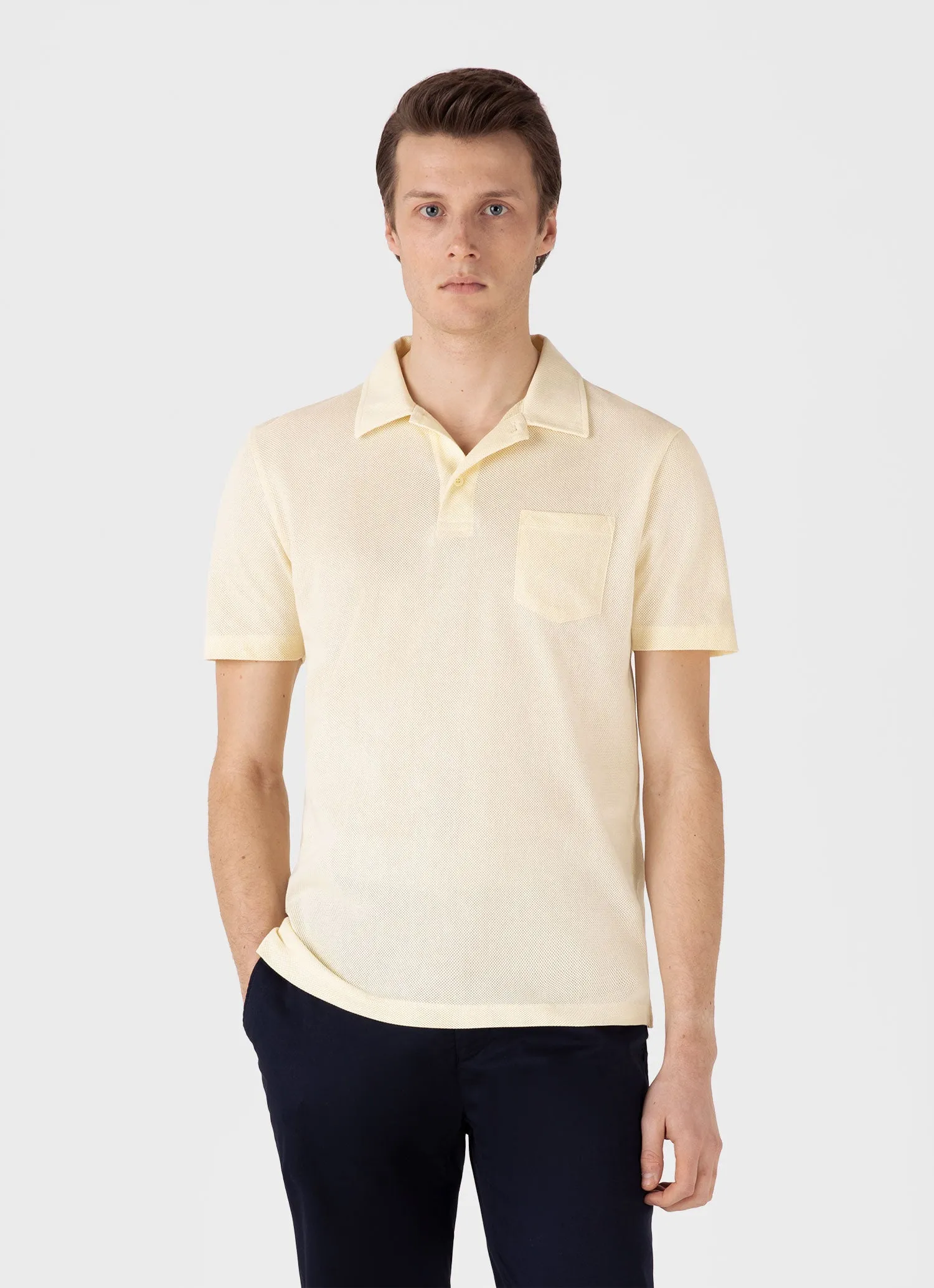 Men's Riviera Polo Shirt in Buttermilk sold by Sunspel product image thumbnail 2