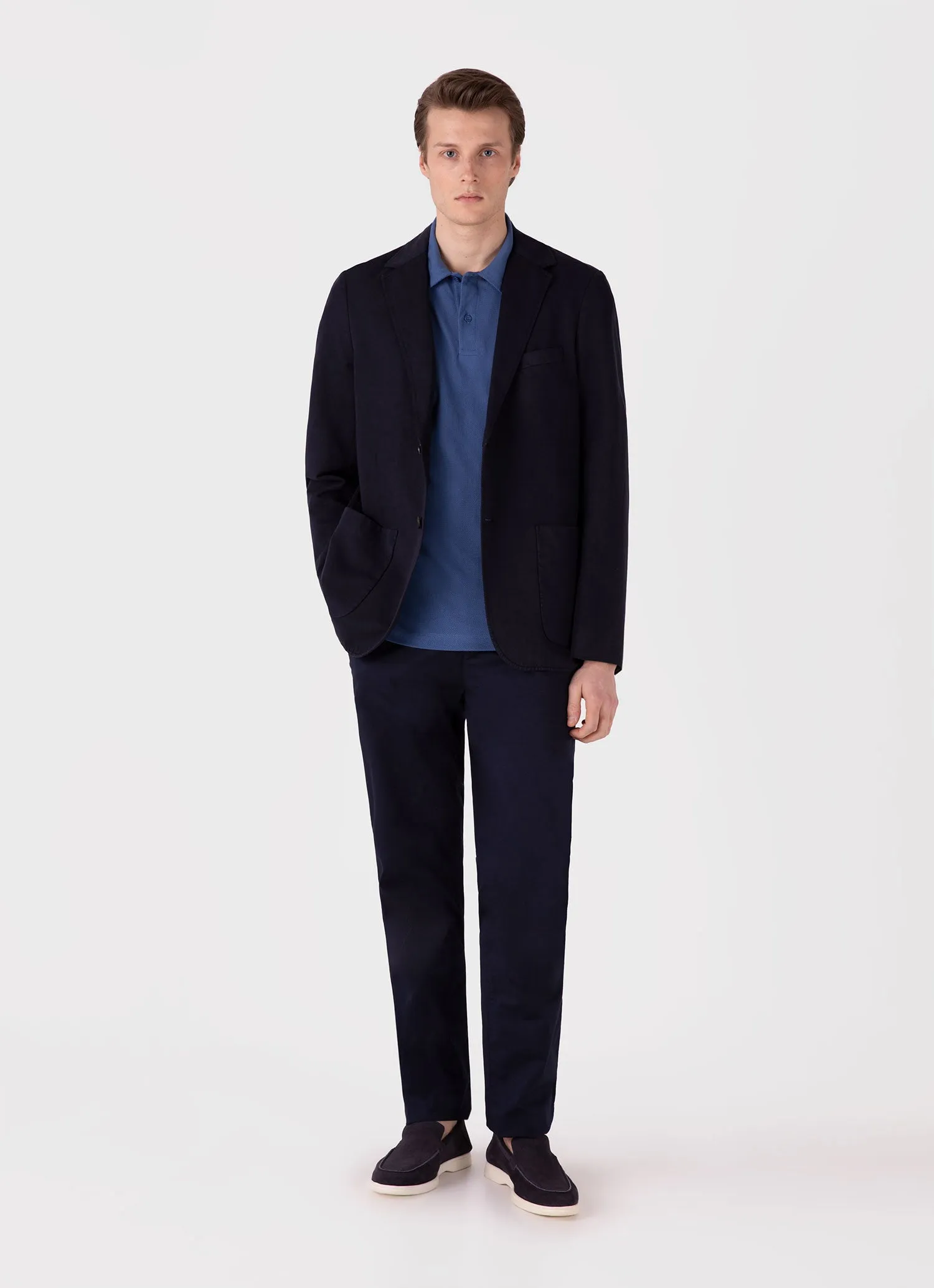 Men's Riviera Polo Shirt in Soft Denim sold by Sunspel product image thumbnail 3