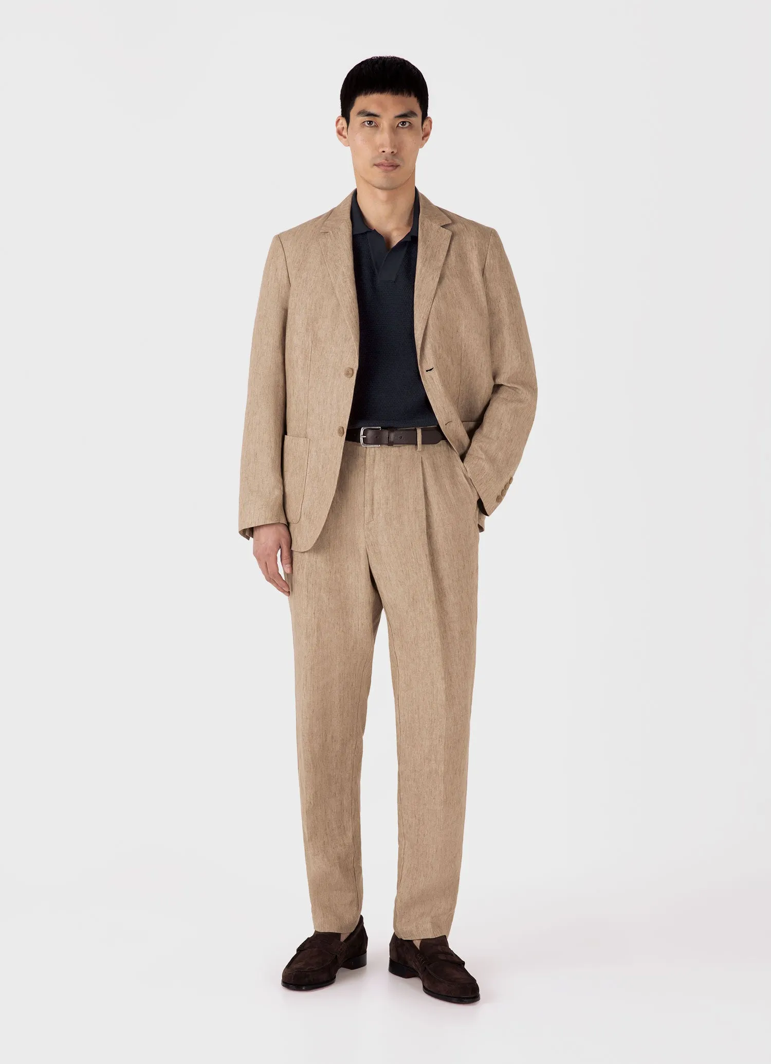 Men's Compact Mesh Knit Polo Shirt in Navy sold by Sunspel product image thumbnail 3