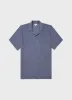 Men's Towelling Camp Collar Shirt in Vintage Blue sold by Sunspel