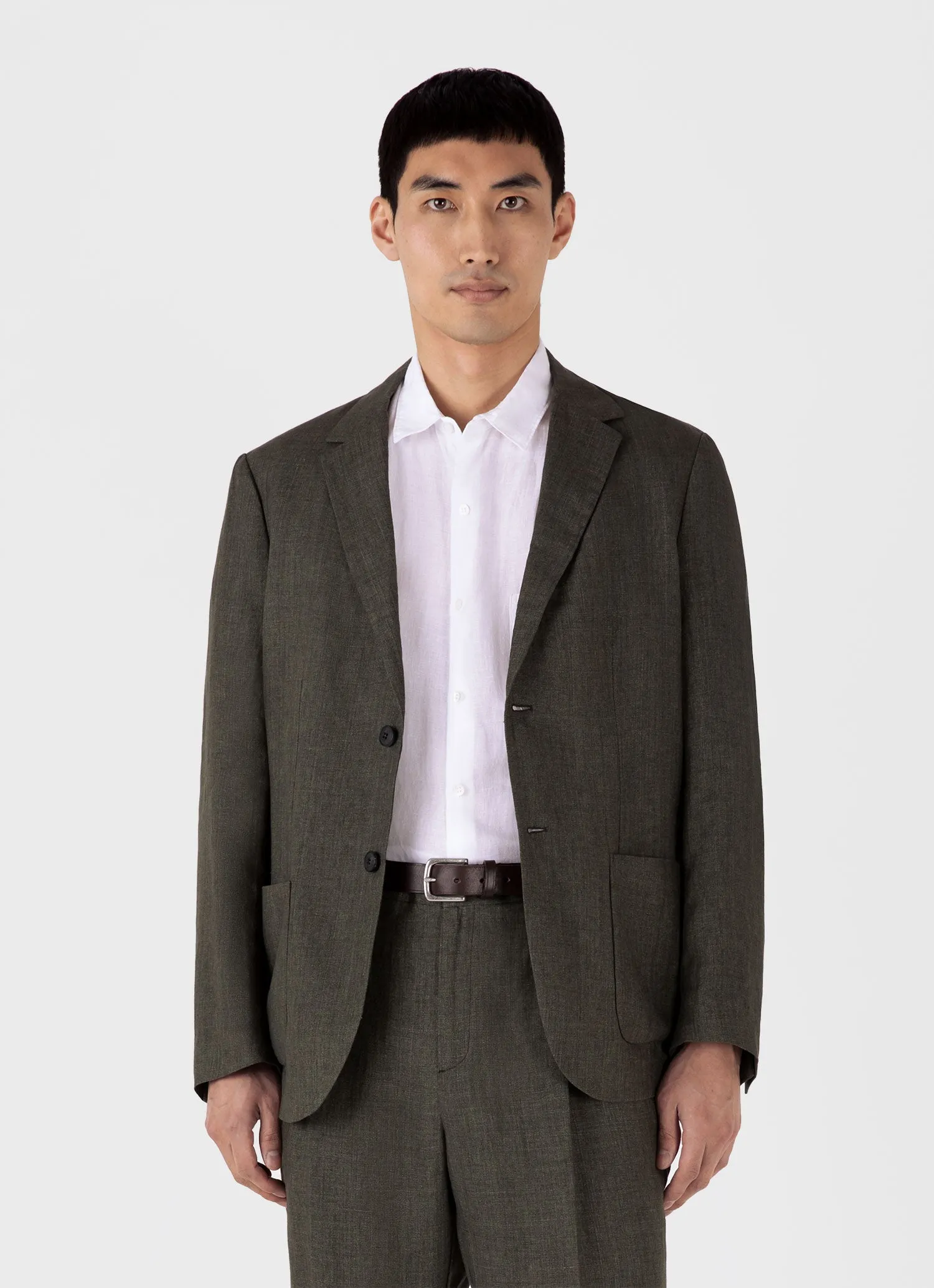 Men's Linen Blazer in Hunter Green sold by Sunspel product image thumbnail 2