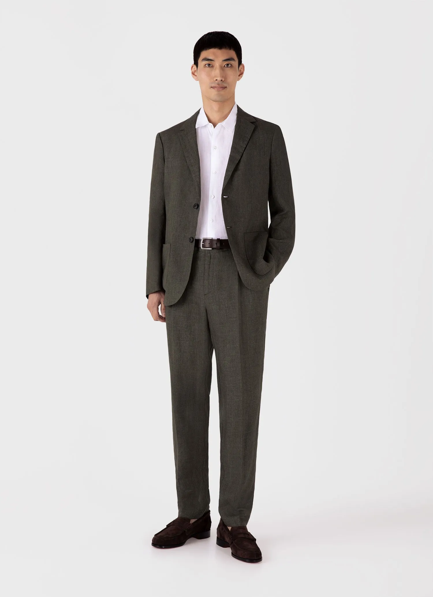 Men's Linen Blazer in Hunter Green sold by Sunspel product image thumbnail 3