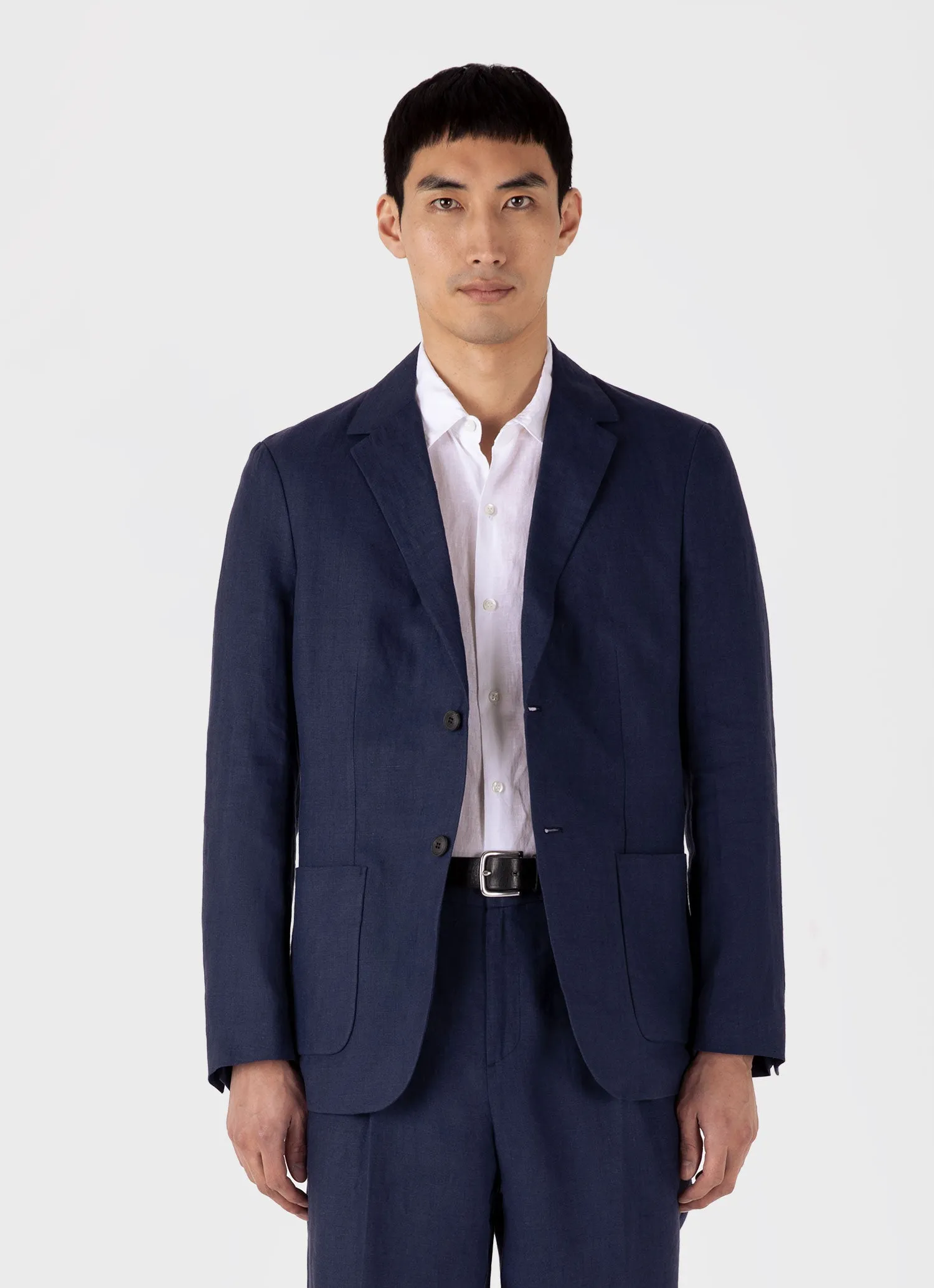 Men's Linen Blazer in Light Navy sold by Sunspel product image thumbnail 2