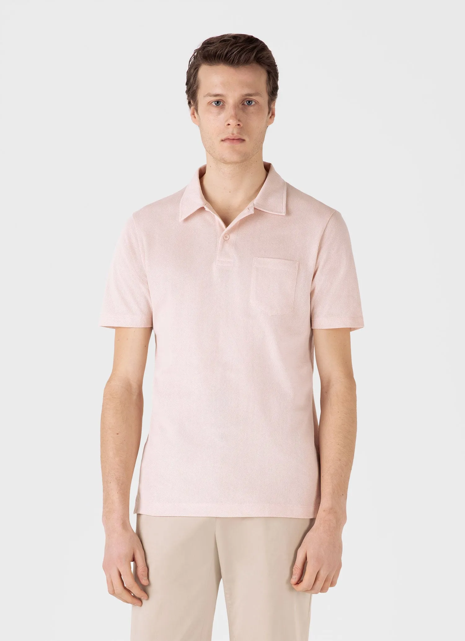 Men's Riviera Polo Shirt in Pastel Pink sold by Sunspel product image thumbnail 2
