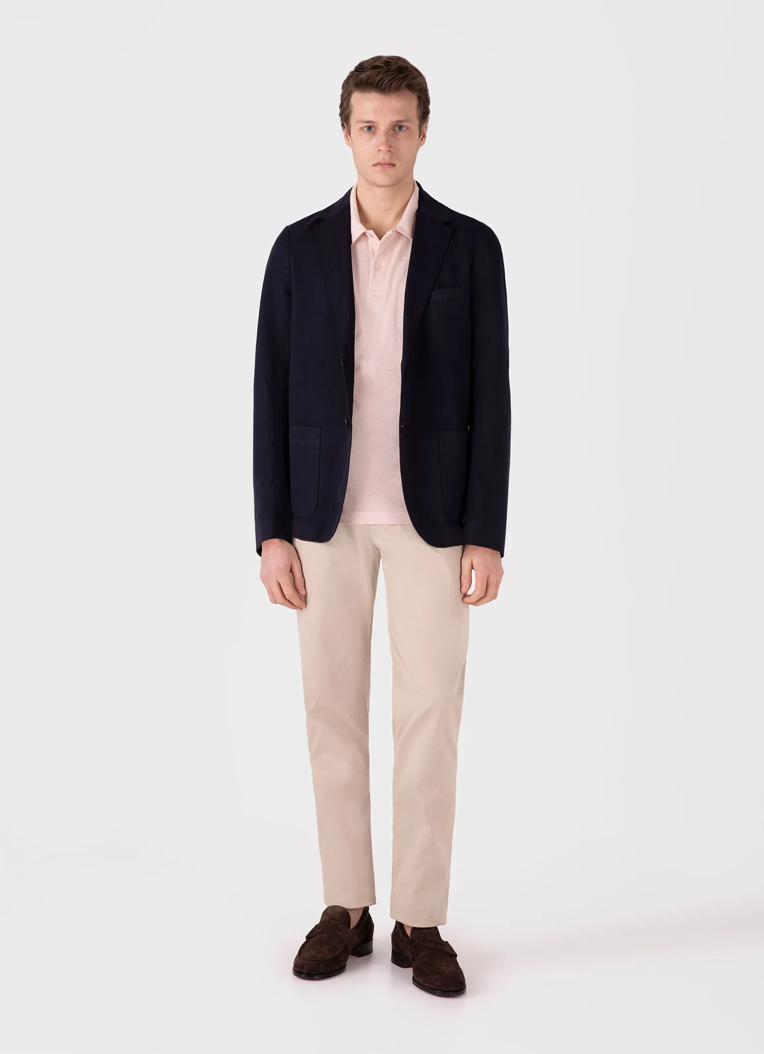 Men's Riviera Polo Shirt in Pastel Pink sold by Sunspel product image thumbnail 3