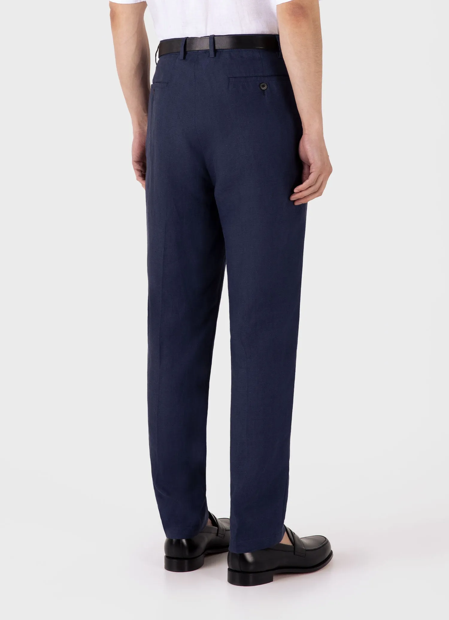 Men's Pleated Linen Trouser in Light Navy sold by Sunspel product image thumbnail 5