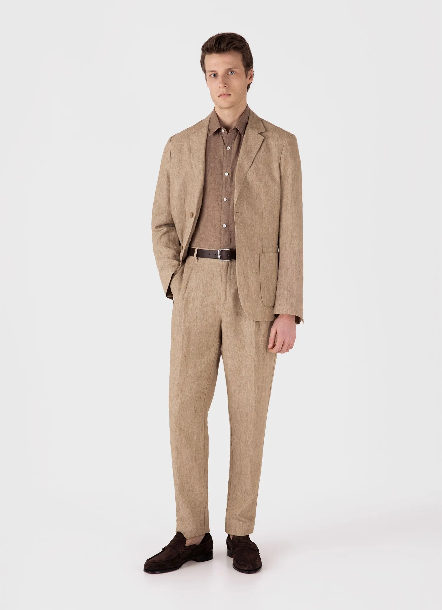 Men's Linen Shirt in Dune sold by Sunspel product image thumbnail 3