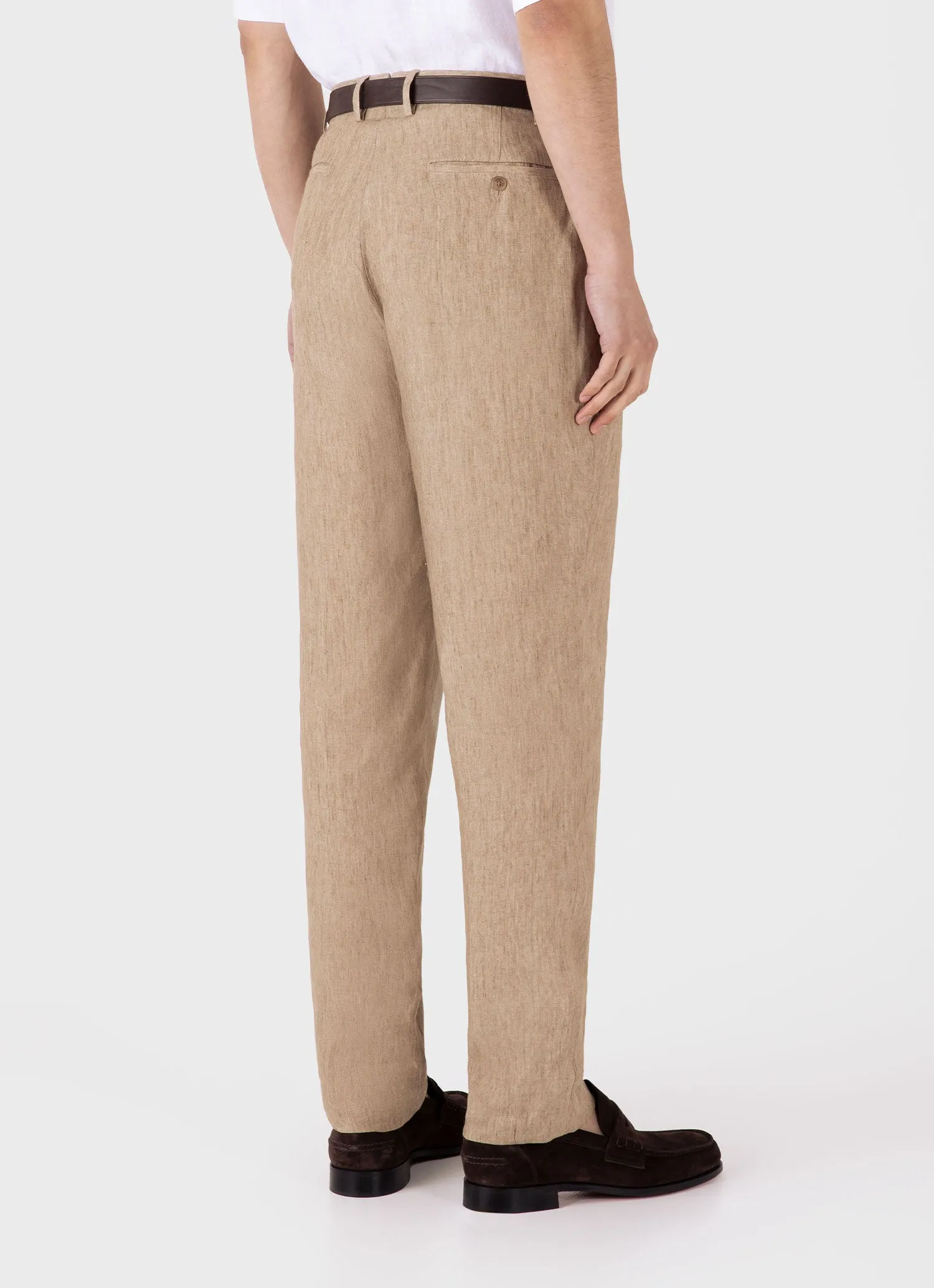 Men's Pleated Linen Trouser in Dune Melange sold by Sunspel product image thumbnail 5