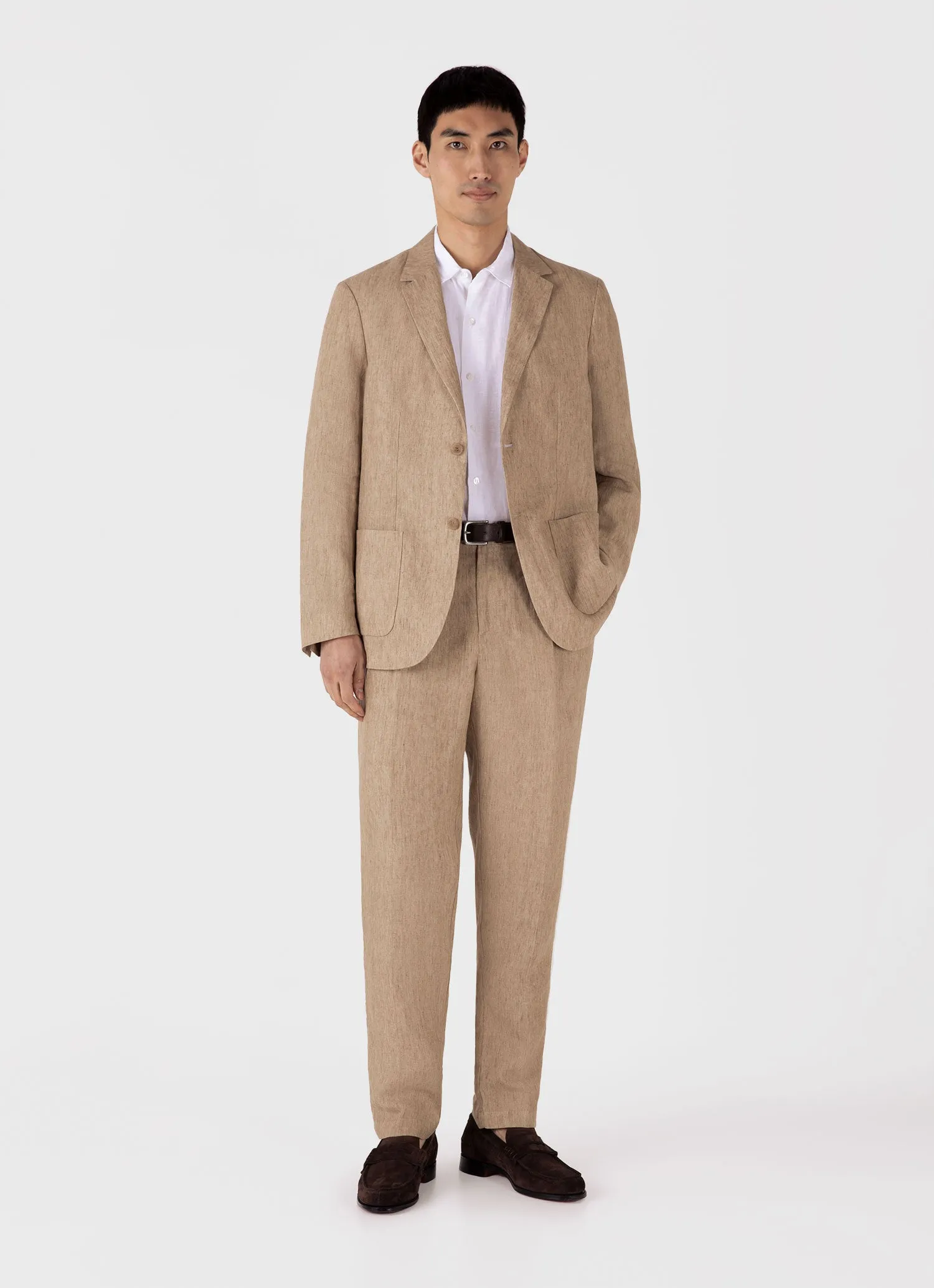 Men's Pleated Linen Trouser in Dune Melange sold by Sunspel product image thumbnail 2