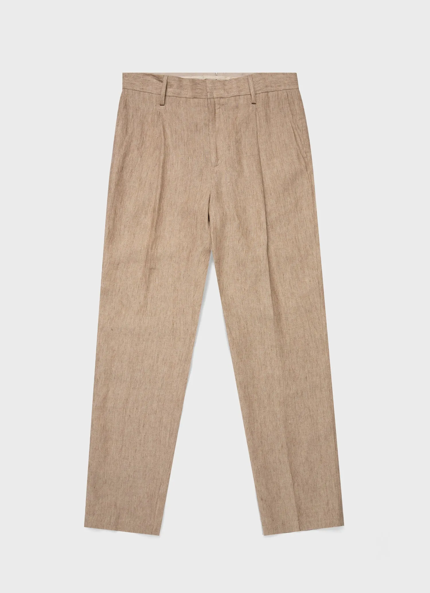 Men's Pleated Linen Trouser in Dune Melange sold by Sunspel