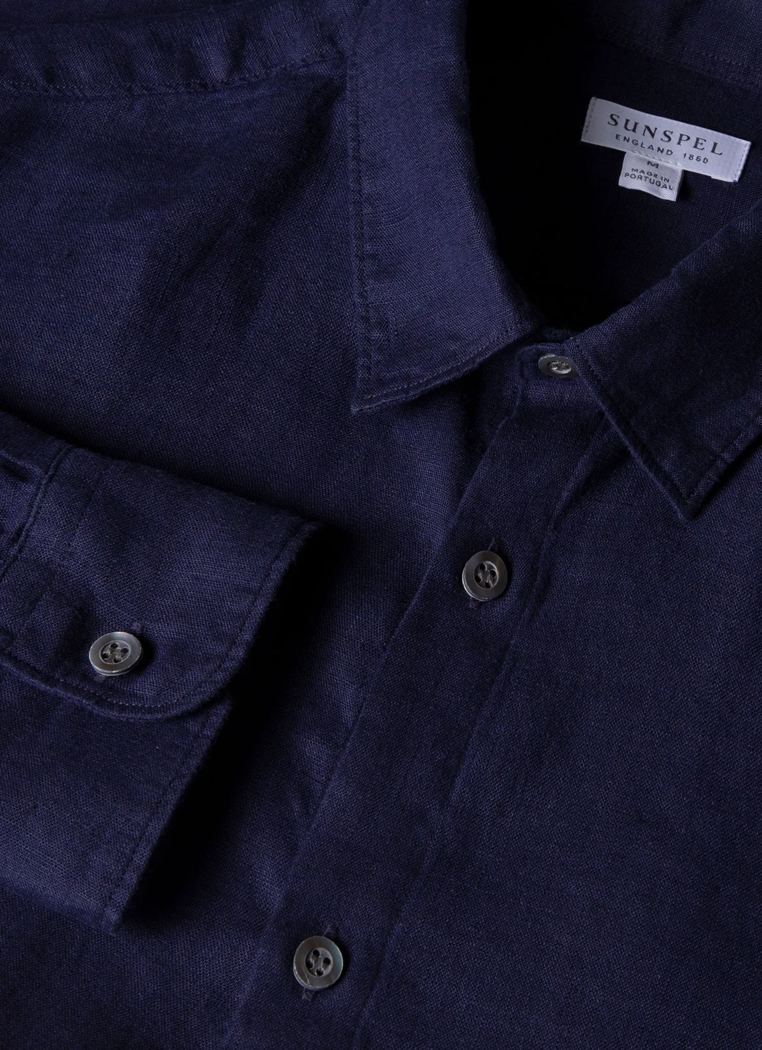 Men's Linen Shirt in Navy sold by Sunspel product image thumbnail 4