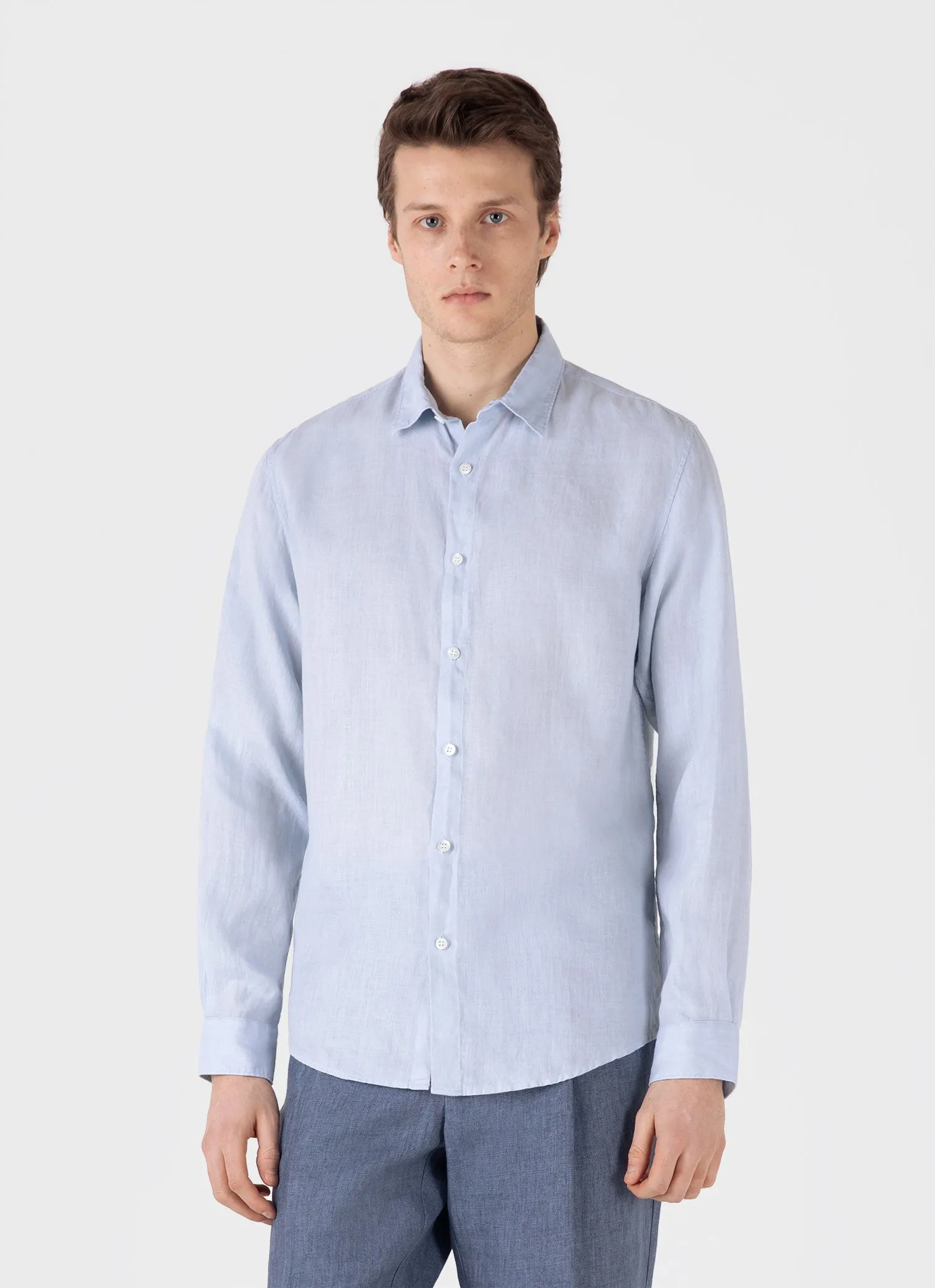Men's Linen Shirt in Light Blue sold by Sunspel product image thumbnail 2