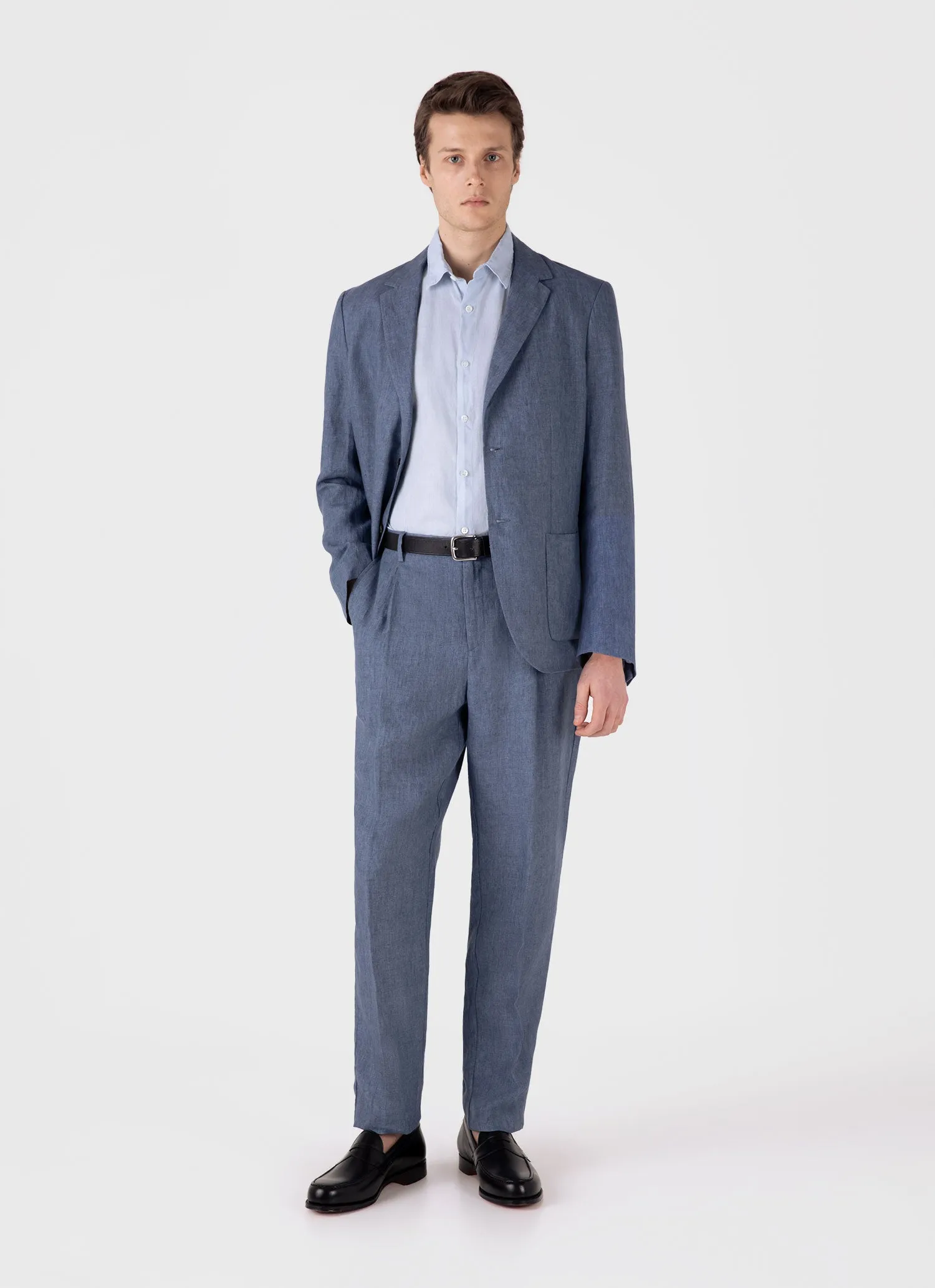 Men's Linen Shirt in Light Blue sold by Sunspel product image thumbnail 3