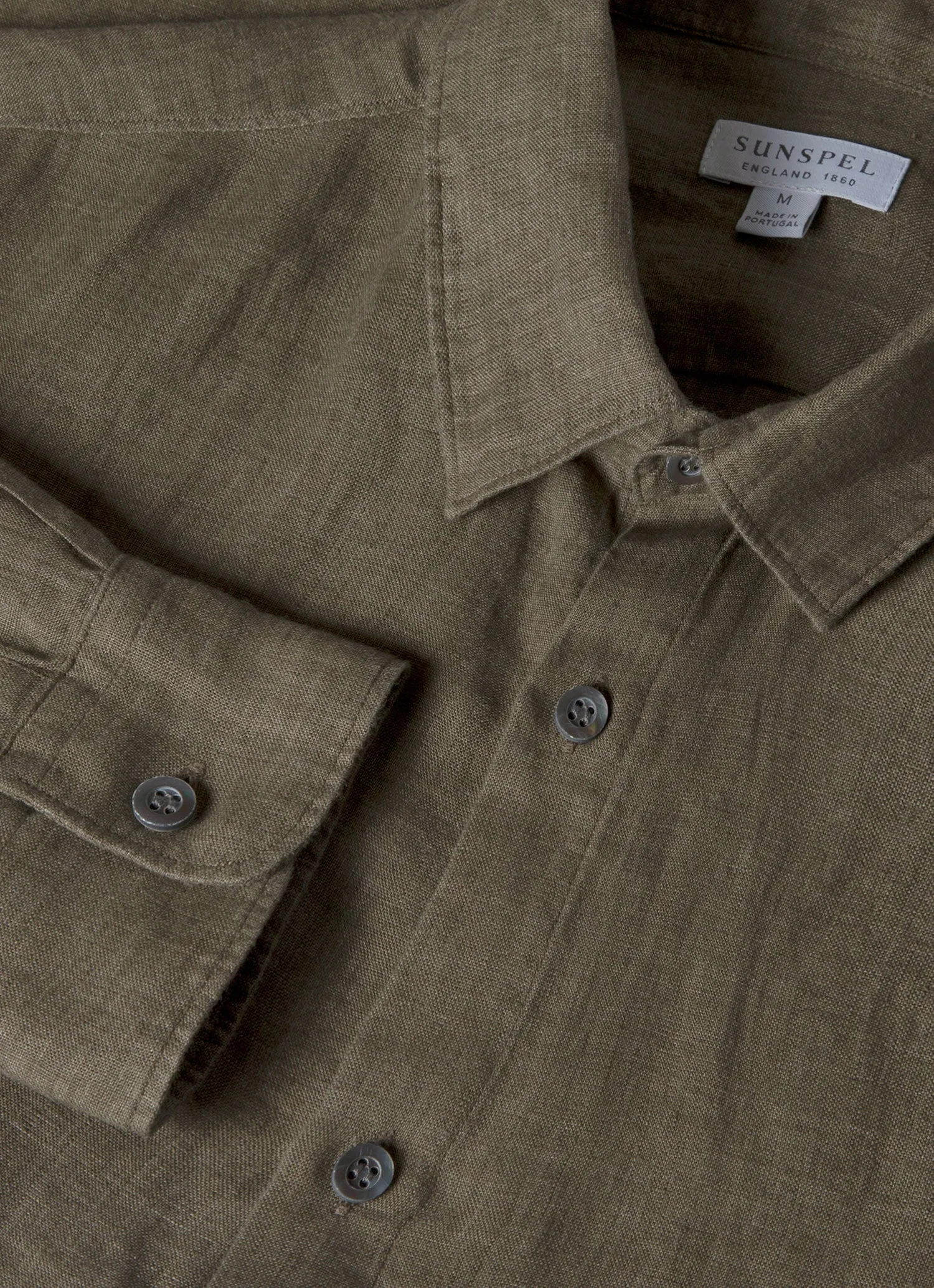 Men's Linen Shirt in Dusk Green sold by Sunspel product image thumbnail 4