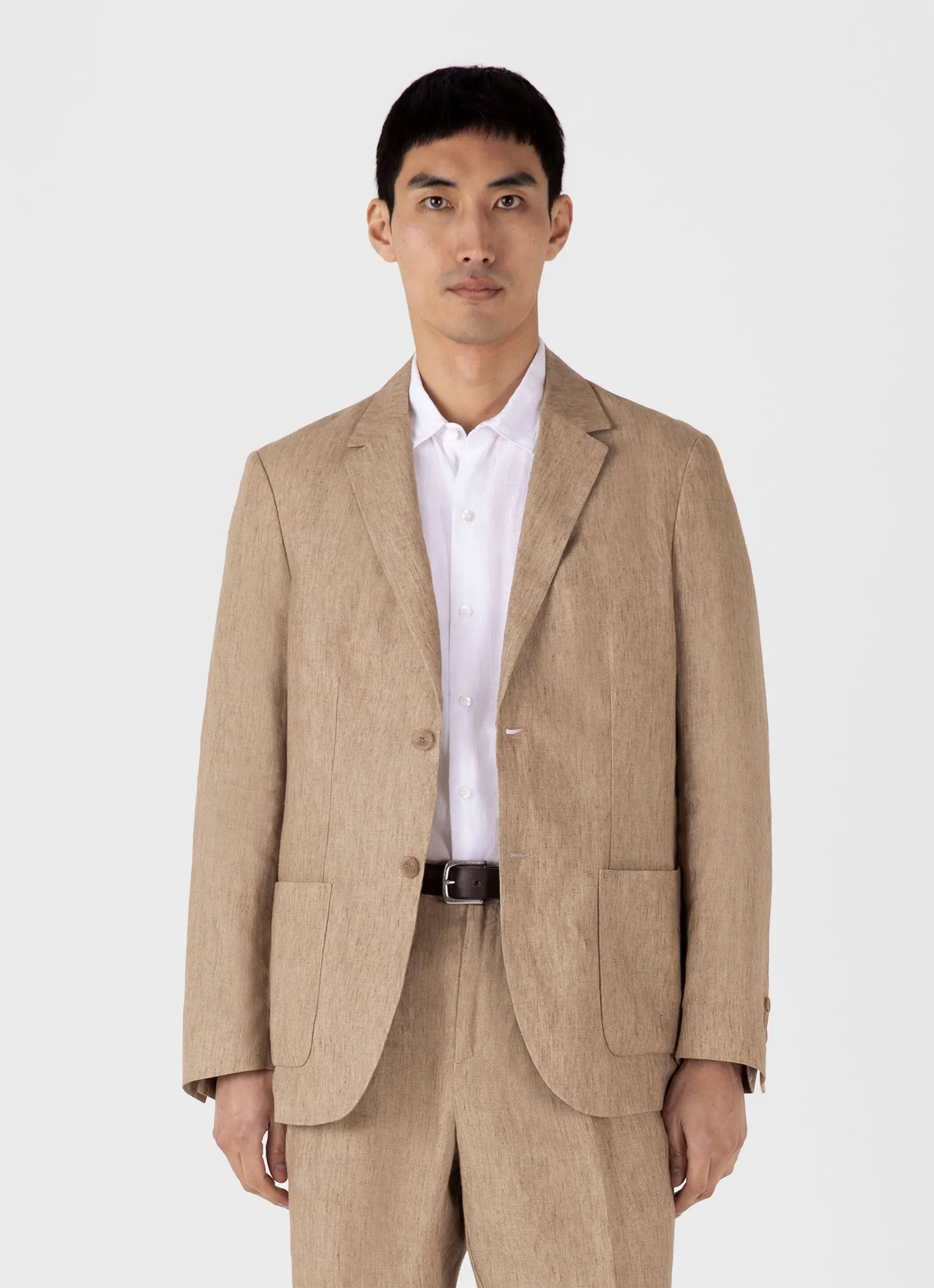 Men's Linen Two-Piece Suit in Dune Melange sold by Sunspel product image thumbnail 3