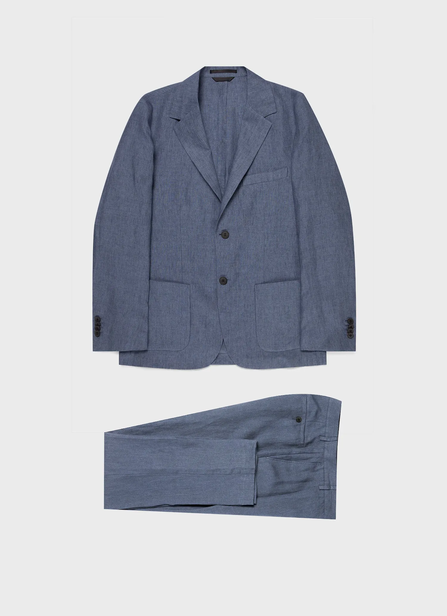 Men's Linen Two-Piece Suit in Soft Denim Melange sold by Sunspel