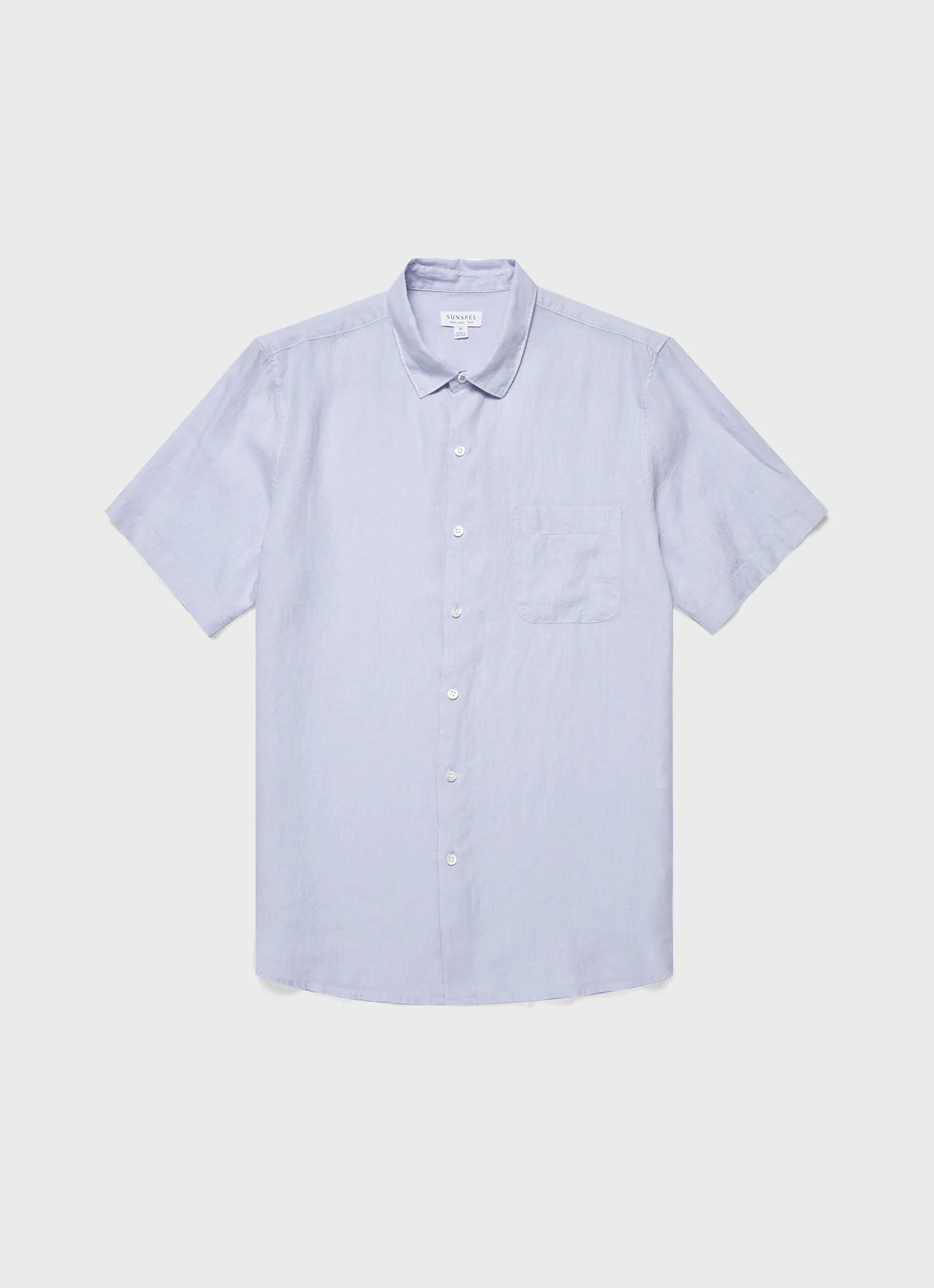 Men's Short Sleeve Linen Shirt in Light Blue sold by Sunspel