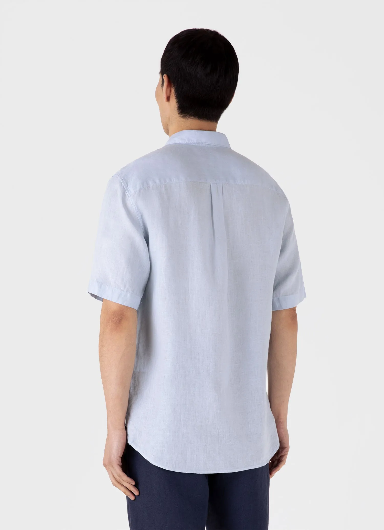 Men's Short Sleeve Linen Shirt in Light Blue sold by Sunspel product image thumbnail 5