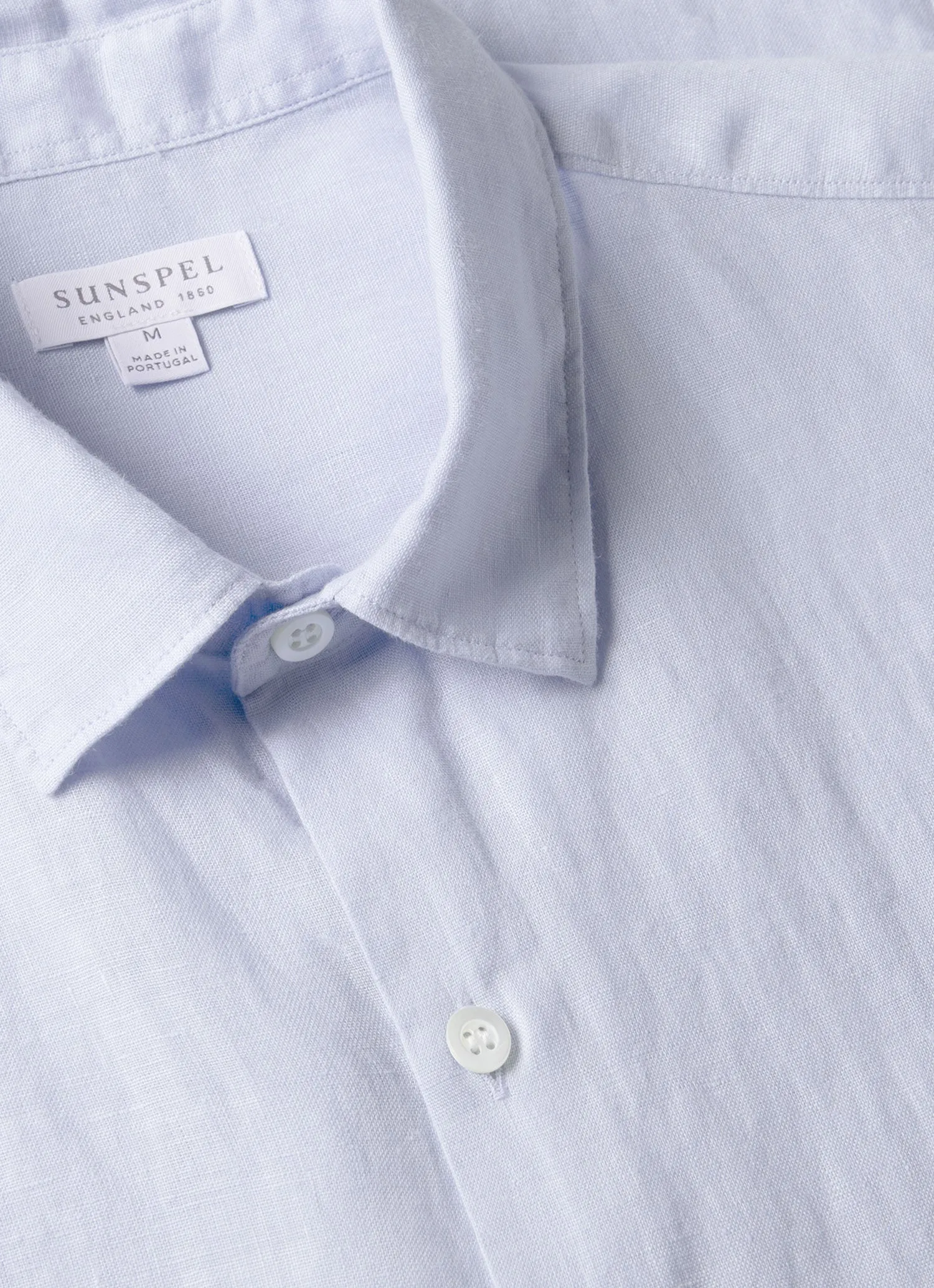 Men's Short Sleeve Linen Shirt in Light Blue sold by Sunspel product image thumbnail 4