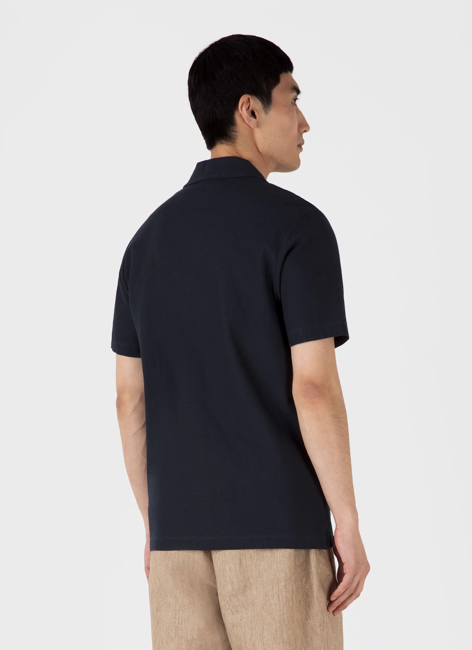 Men's Short Sleeve Textured Jersey Shirt in Midnight Navy sold by Sunspel product image thumbnail 5