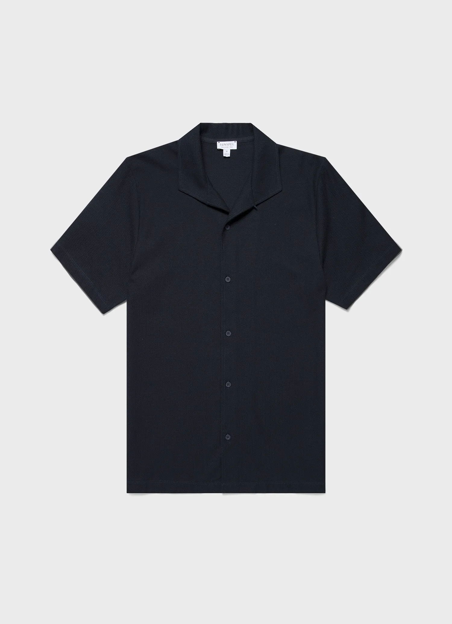 Men's Short Sleeve Textured Jersey Shirt in Midnight Navy sold by Sunspel