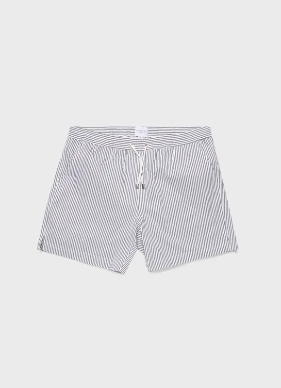 Men's Drawstring Swim Shorts in Navy/White sold by Sunspel