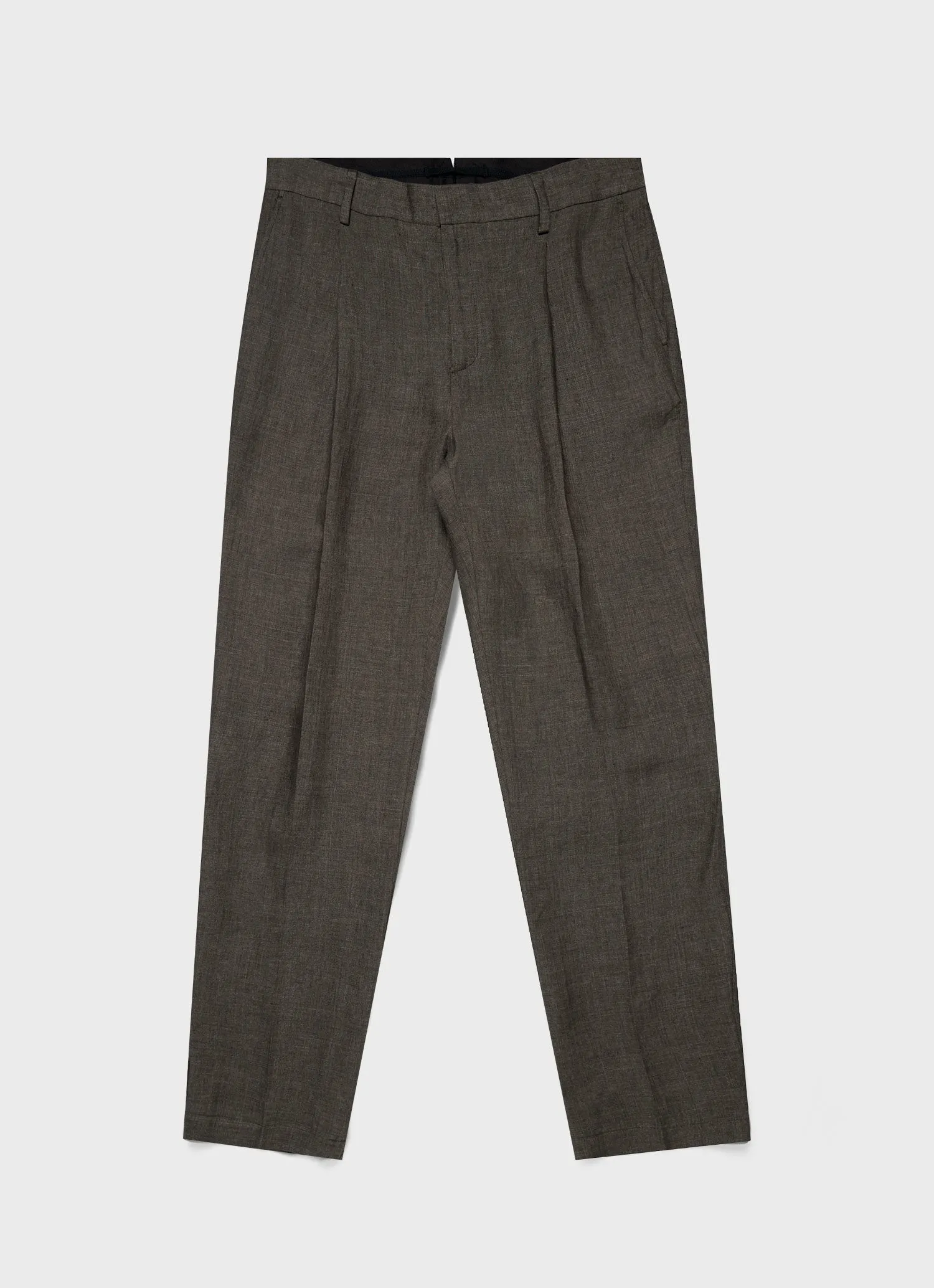 Men's Pleated Linen Trouser in Hunter Green sold by Sunspel