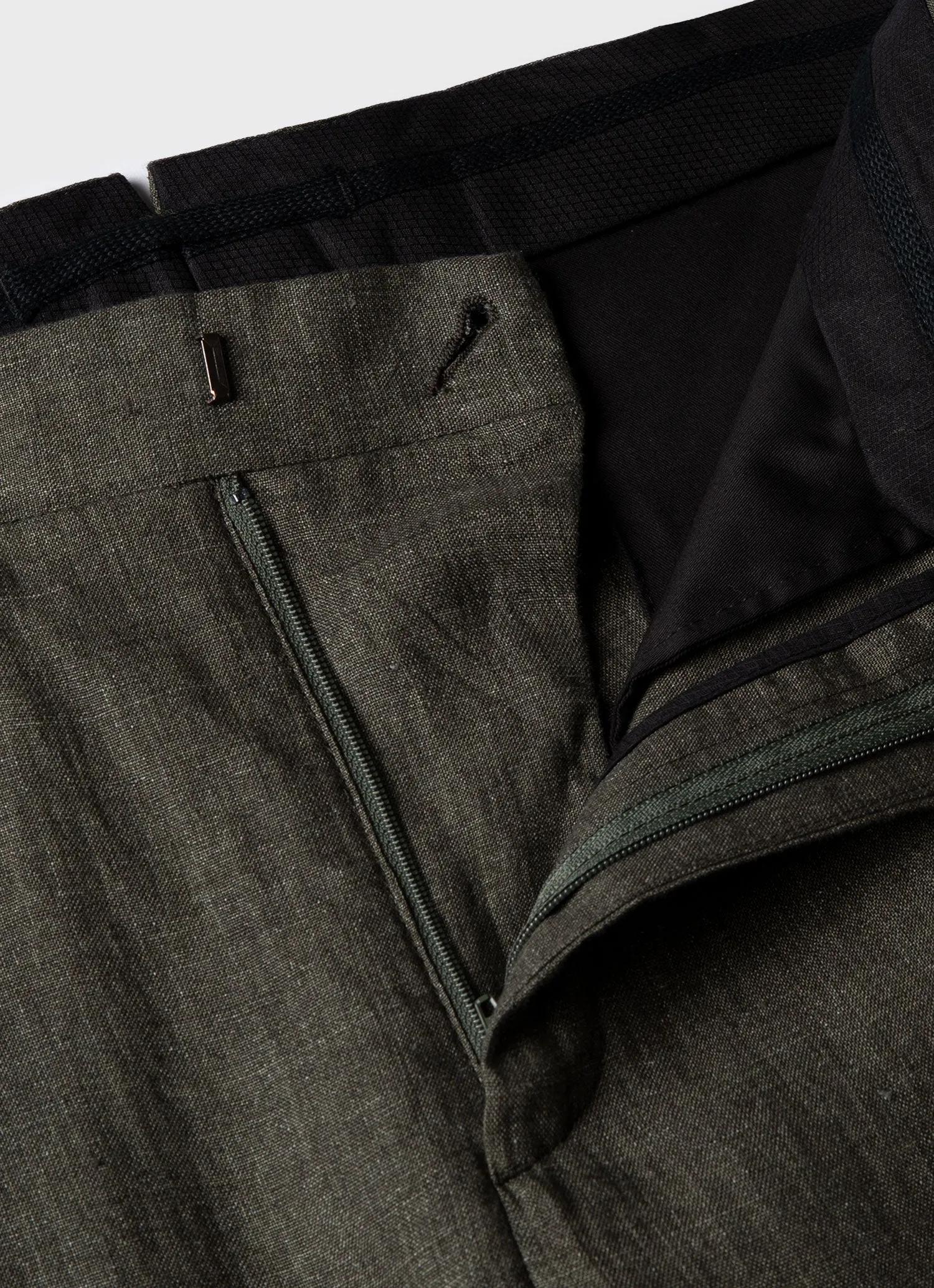 Men's Pleated Linen Trouser in Hunter Green sold by Sunspel product image thumbnail 4