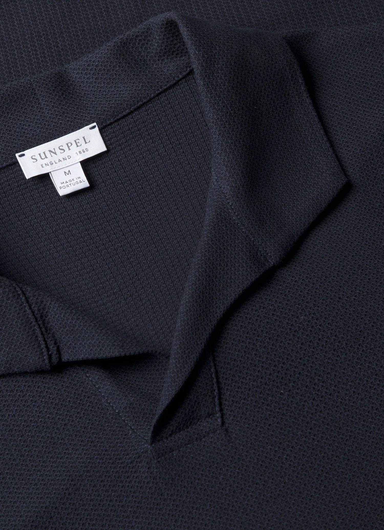 Men's Textured Jersey Polo Shirt in Midnight Navy sold by Sunspel product image thumbnail 4