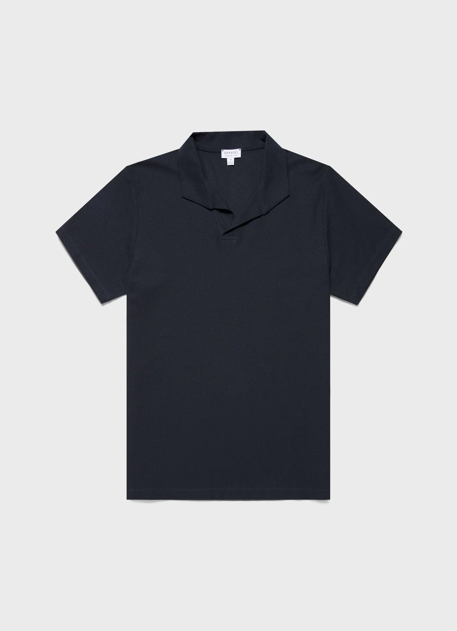 Men's Textured Jersey Polo Shirt in Midnight Navy sold by Sunspel
