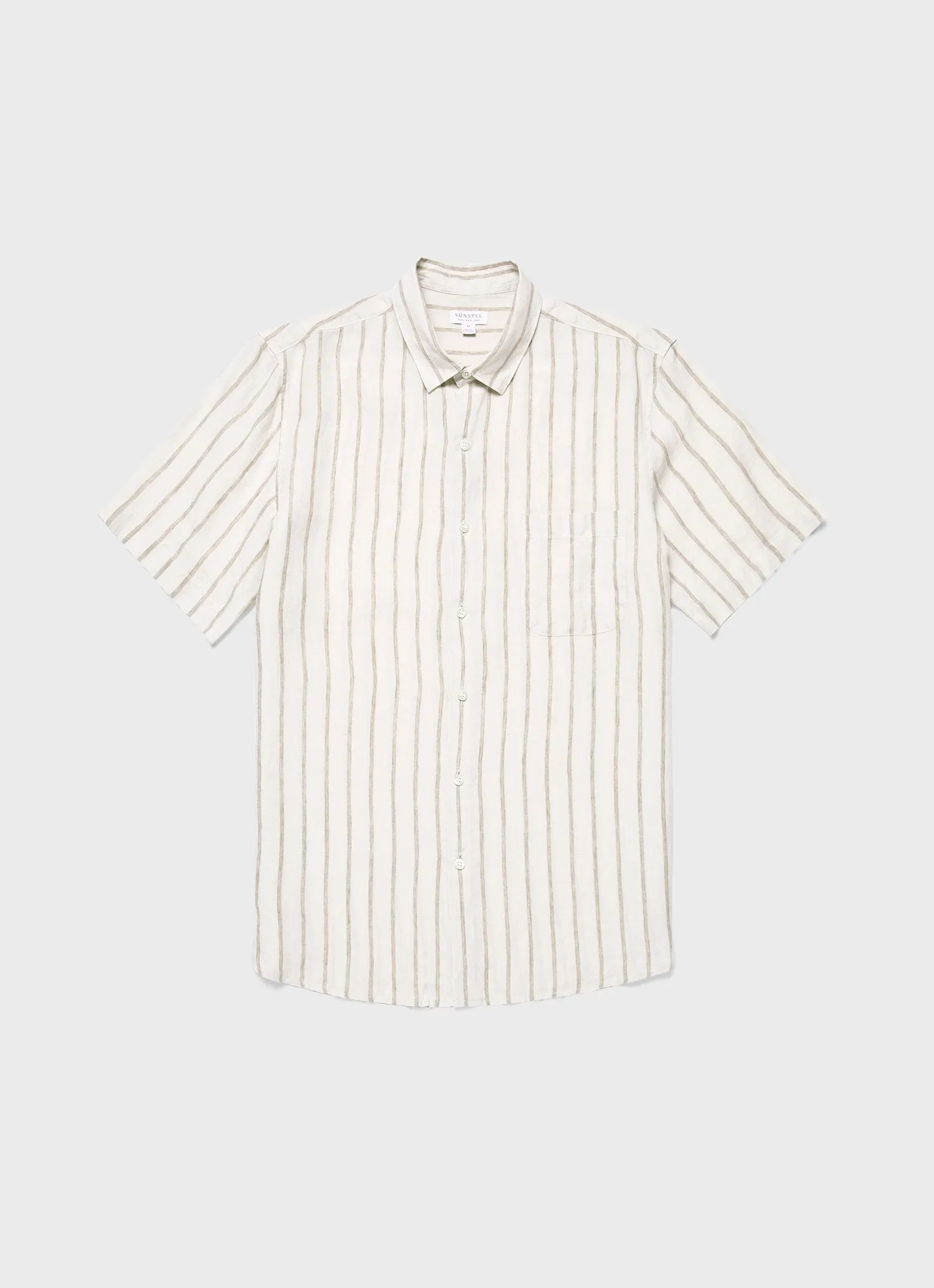 Men's Short Sleeve Linen Shirt in Dune/Ecru sold by Sunspel