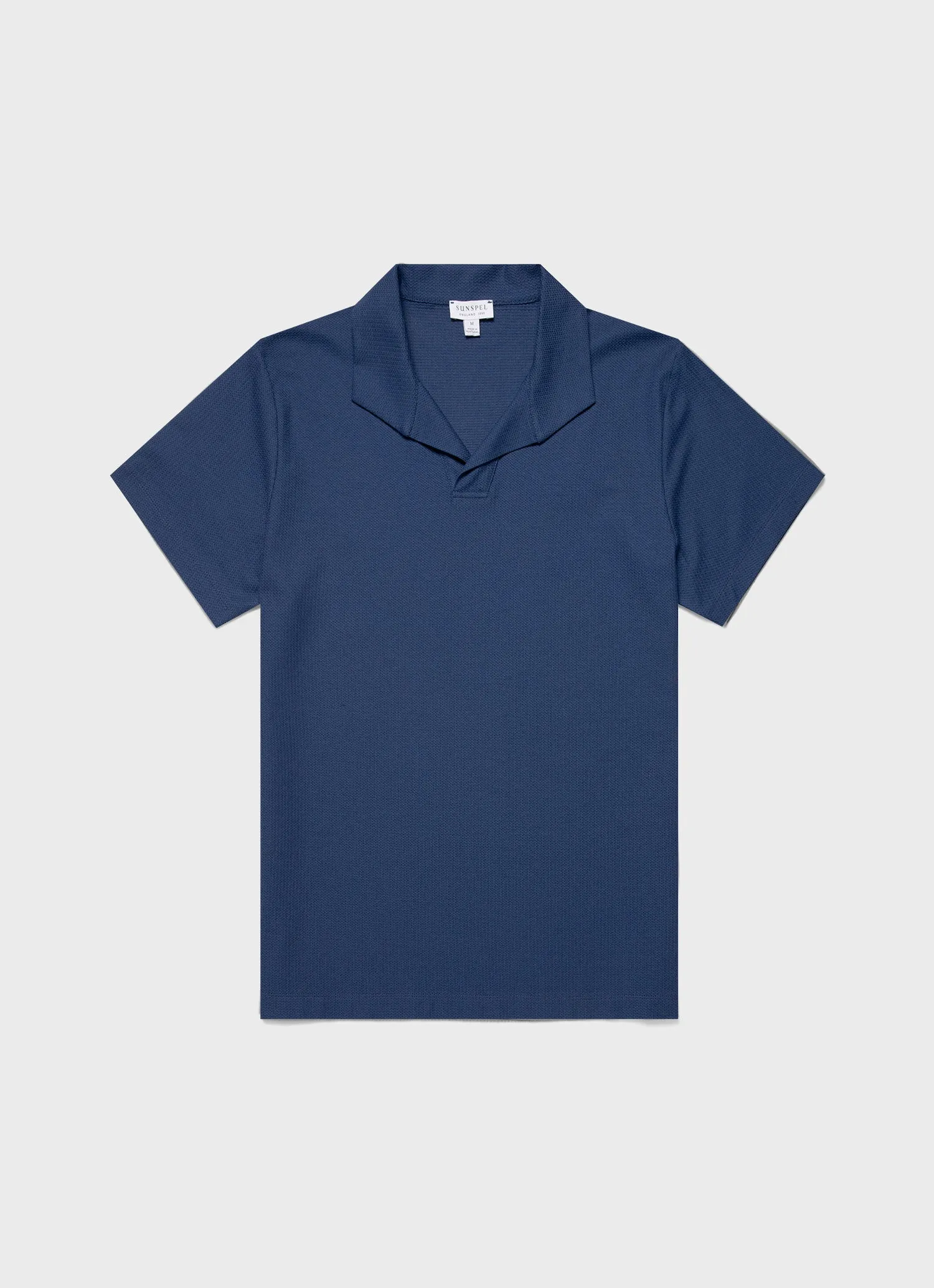 Men's Textured Jersey Polo Shirt in Soft Denim sold by Sunspel