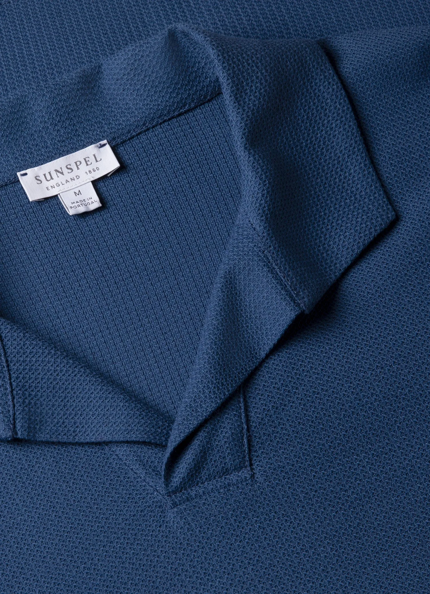 Men's Textured Jersey Polo Shirt in Soft Denim sold by Sunspel product image thumbnail 4