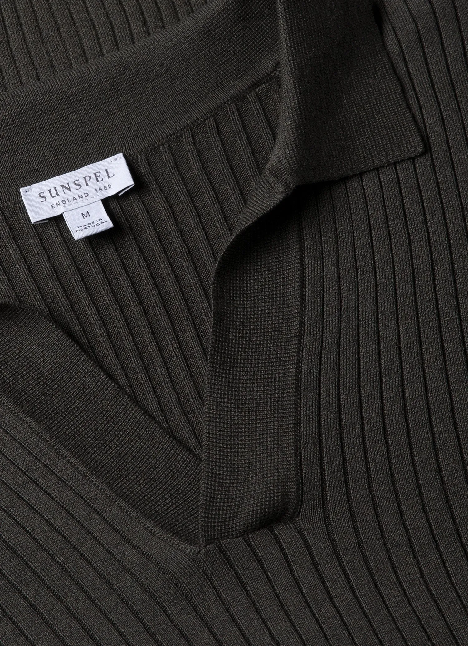 Men's Fine Rib Silk Cotton Polo Shirt in Dusk Green sold by Sunspel product image thumbnail 4