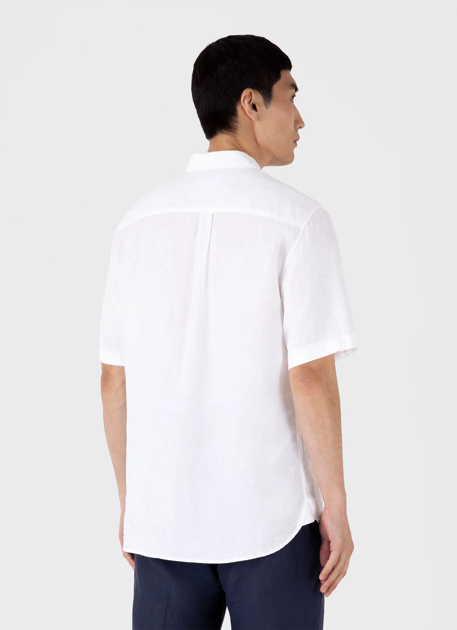 Men's Short Sleeve Linen Shirt in White sold by Sunspel product image thumbnail 5