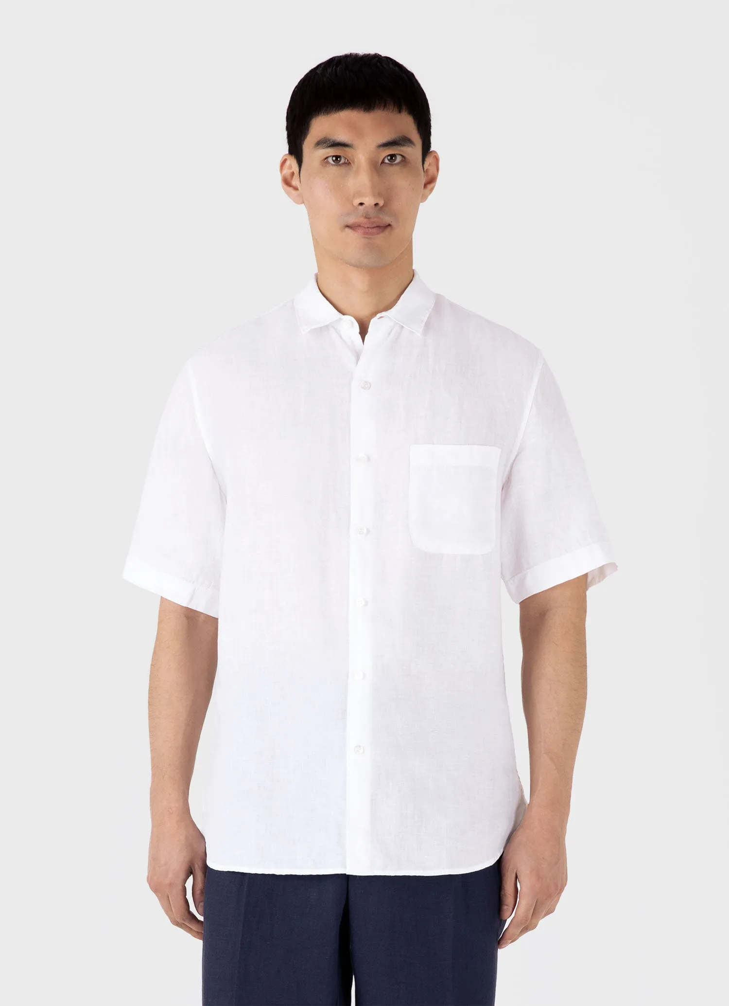 Men's Short Sleeve Linen Shirt in White sold by Sunspel product image thumbnail 2