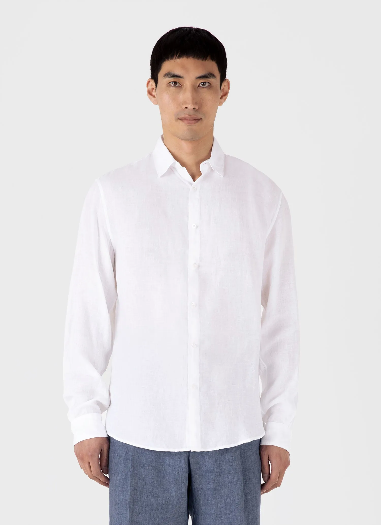 Men's Linen Shirt in White sold by Sunspel product image thumbnail 2